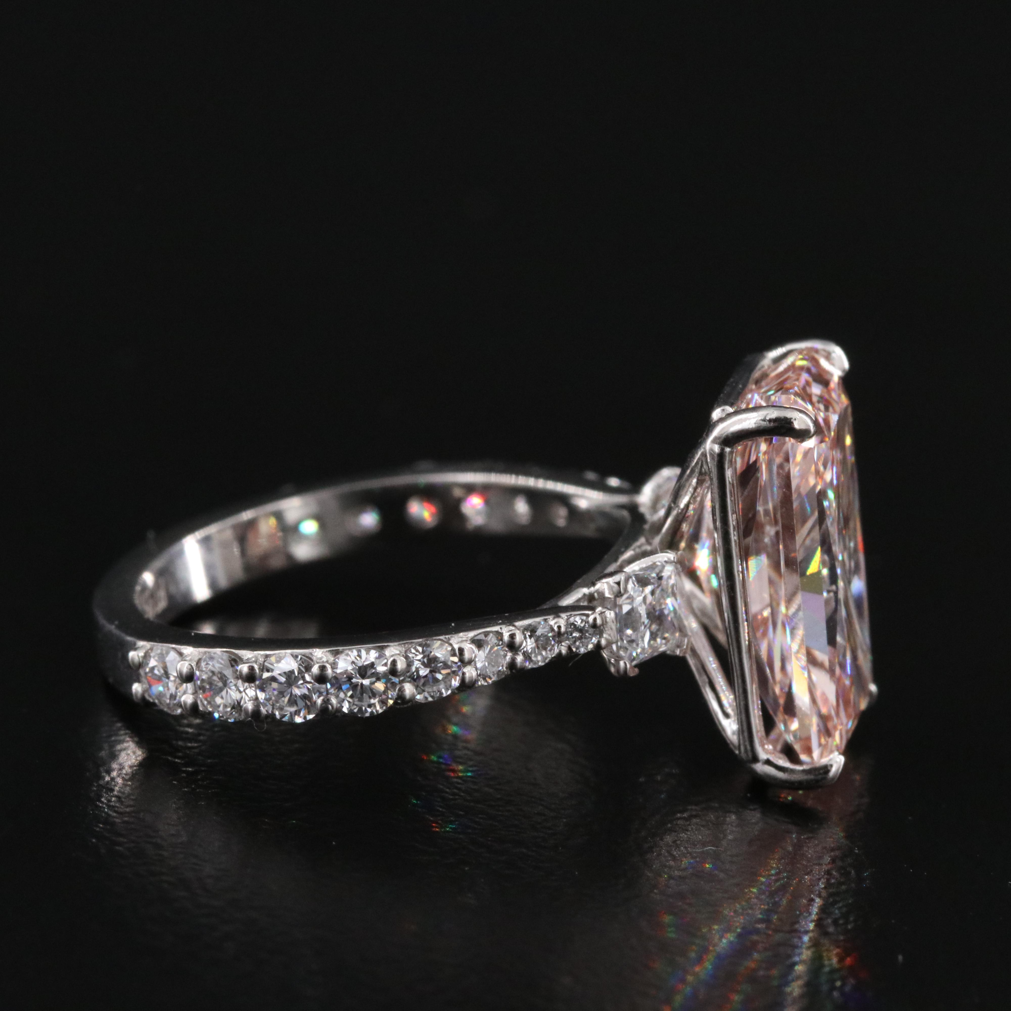 Platinum 5.90 CTW Fancy Intense Pink Lab Grown Diamond Ring with IGI Report