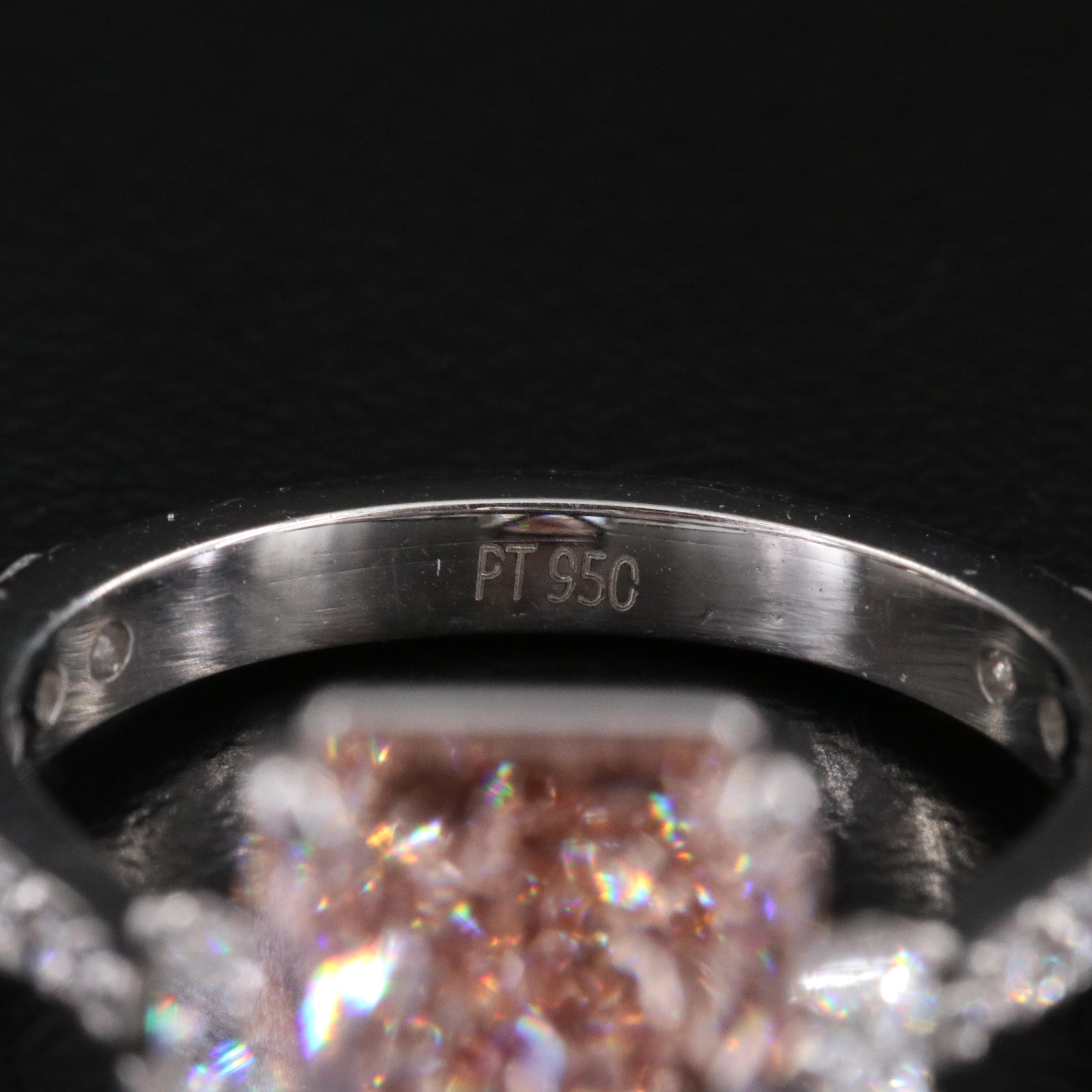Platinum 5.90 CTW Fancy Intense Pink Lab Grown Diamond Ring with IGI Report