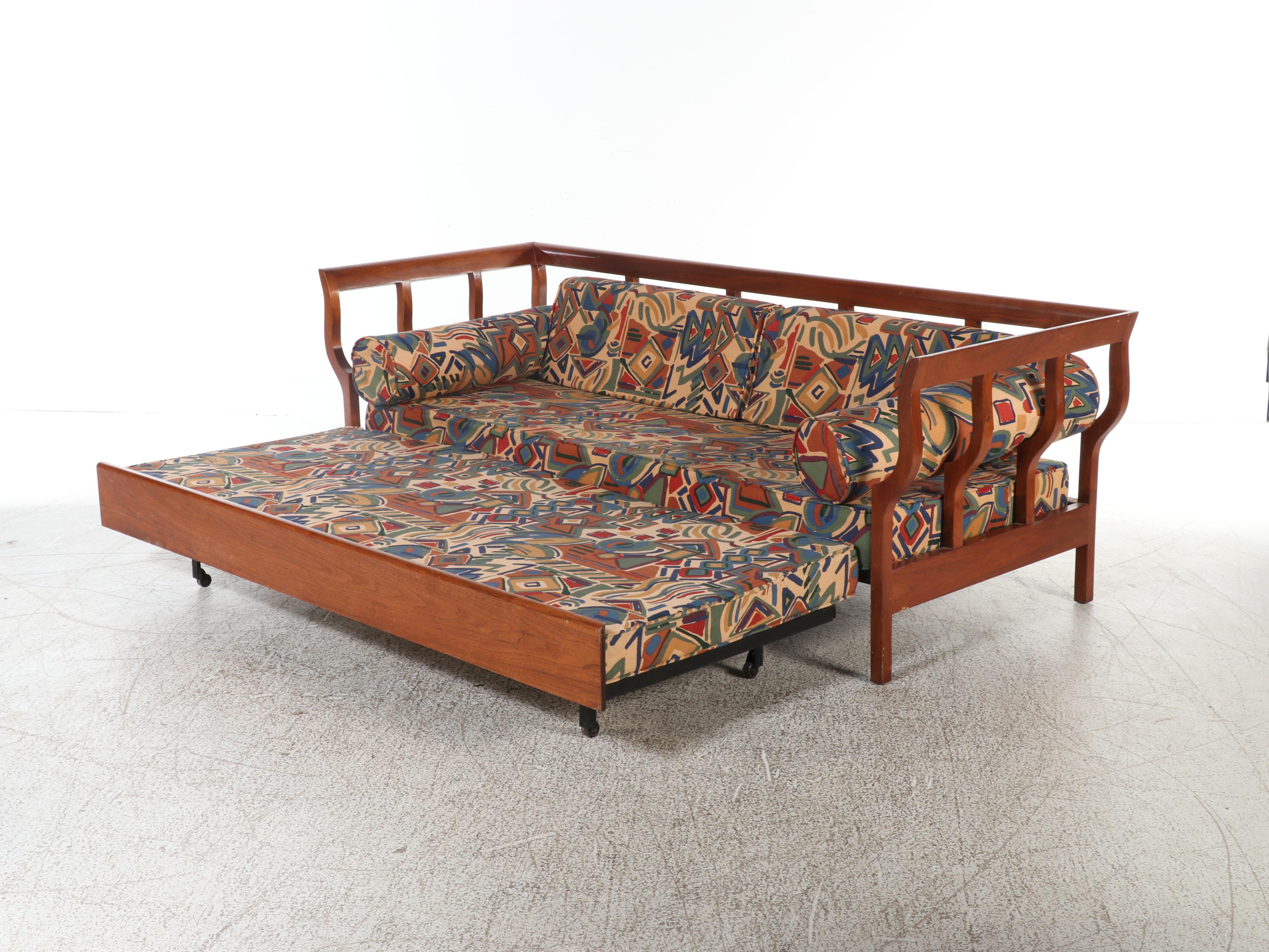 Mid Century Modern Walnut Daybed with Trundle