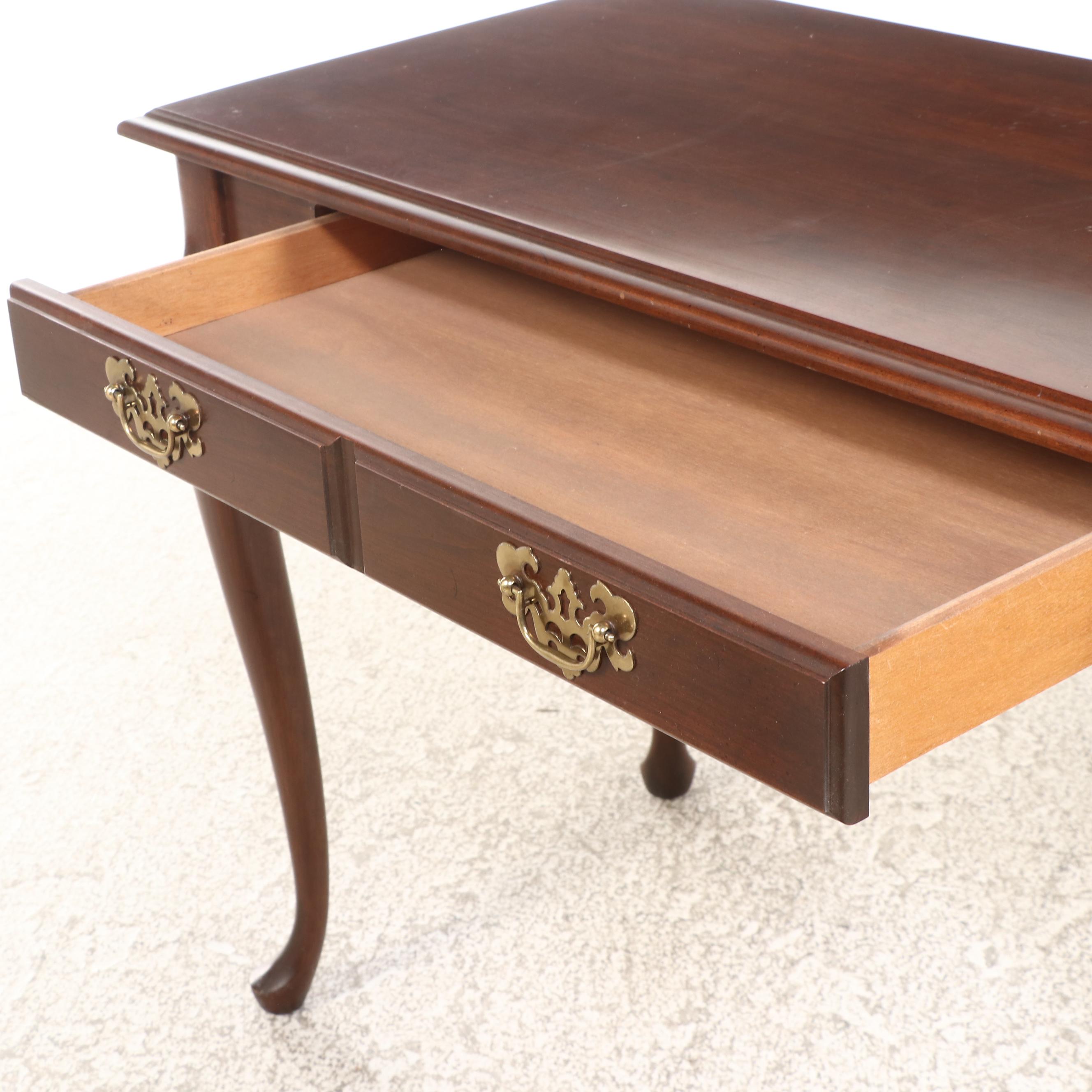 Queen Anne Style Wooden Writing Desk and Chair