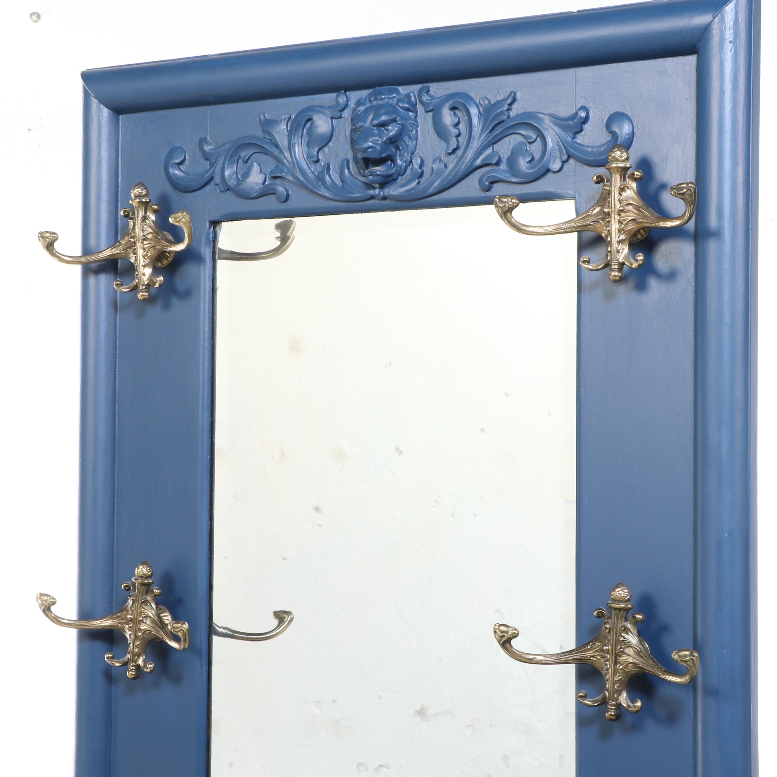 Late Victorian Painted Tiger Oak Hall Tree with Storage Seat