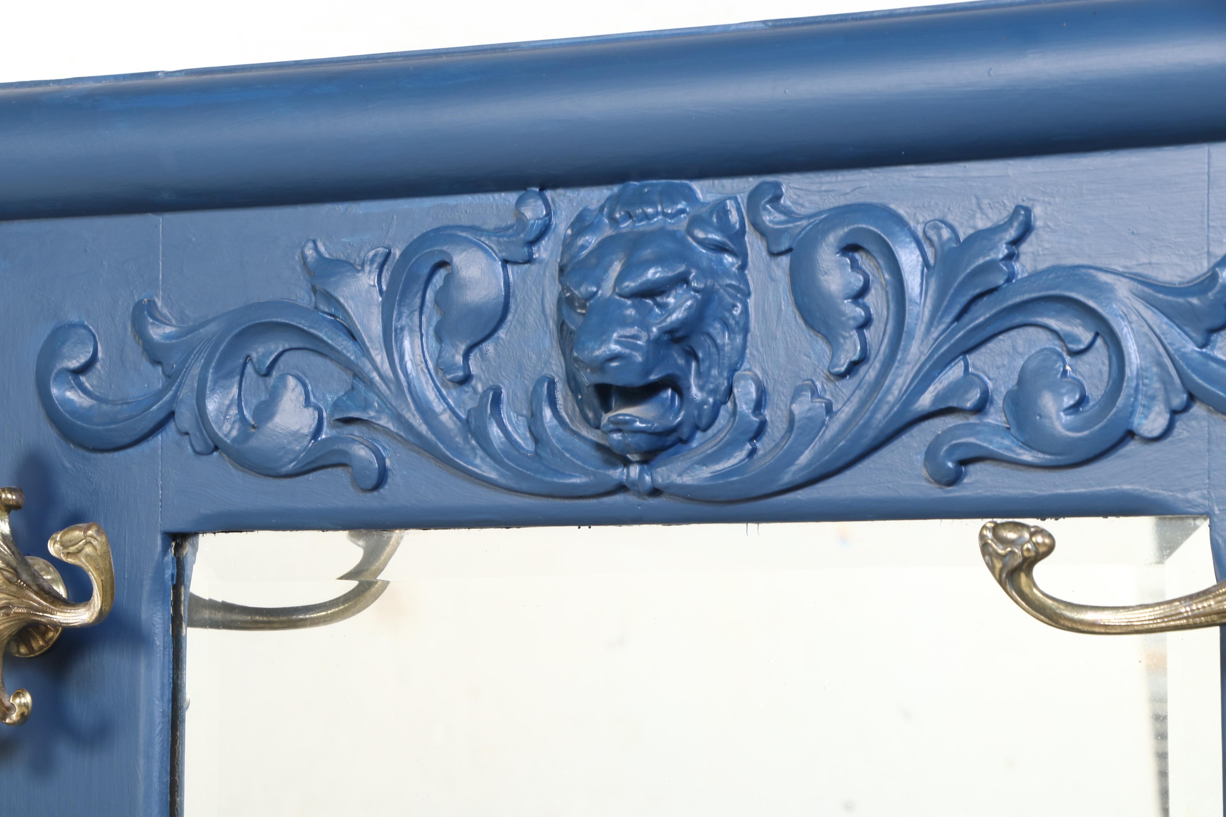 Late Victorian Painted Tiger Oak Hall Tree with Storage Seat