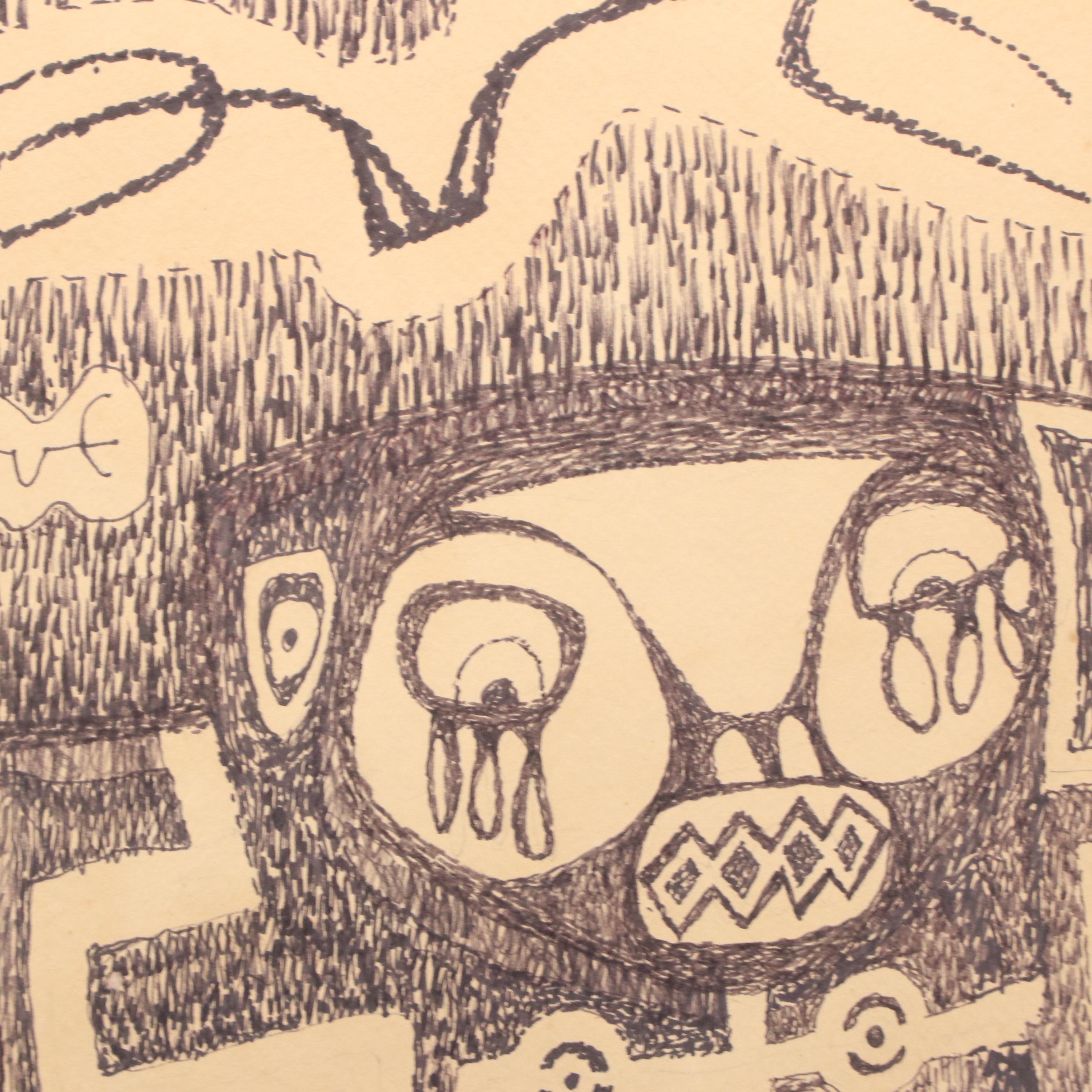 Juan Carlos Corvalán Ink Drawing, 1968