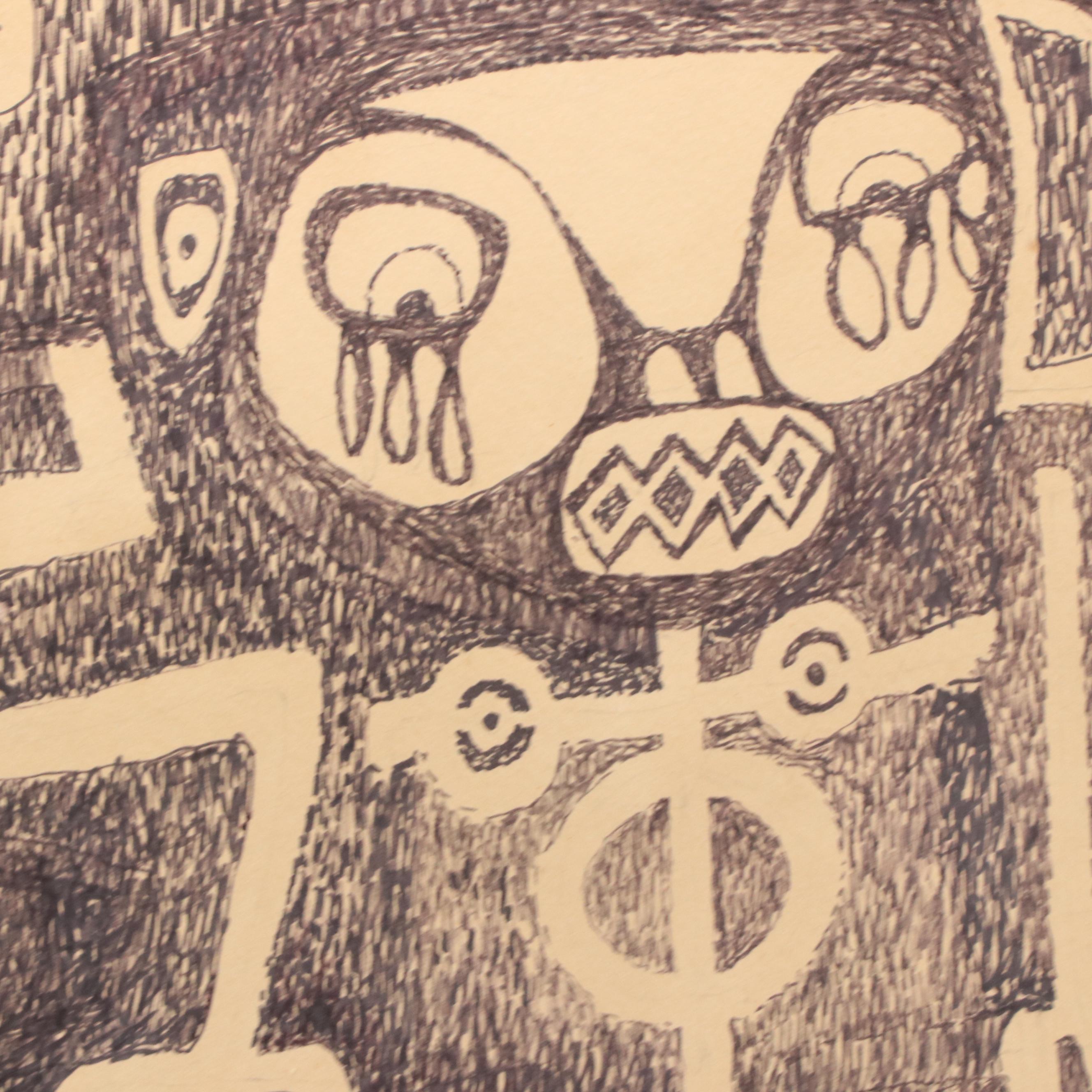 Juan Carlos Corvalán Ink Drawing, 1968