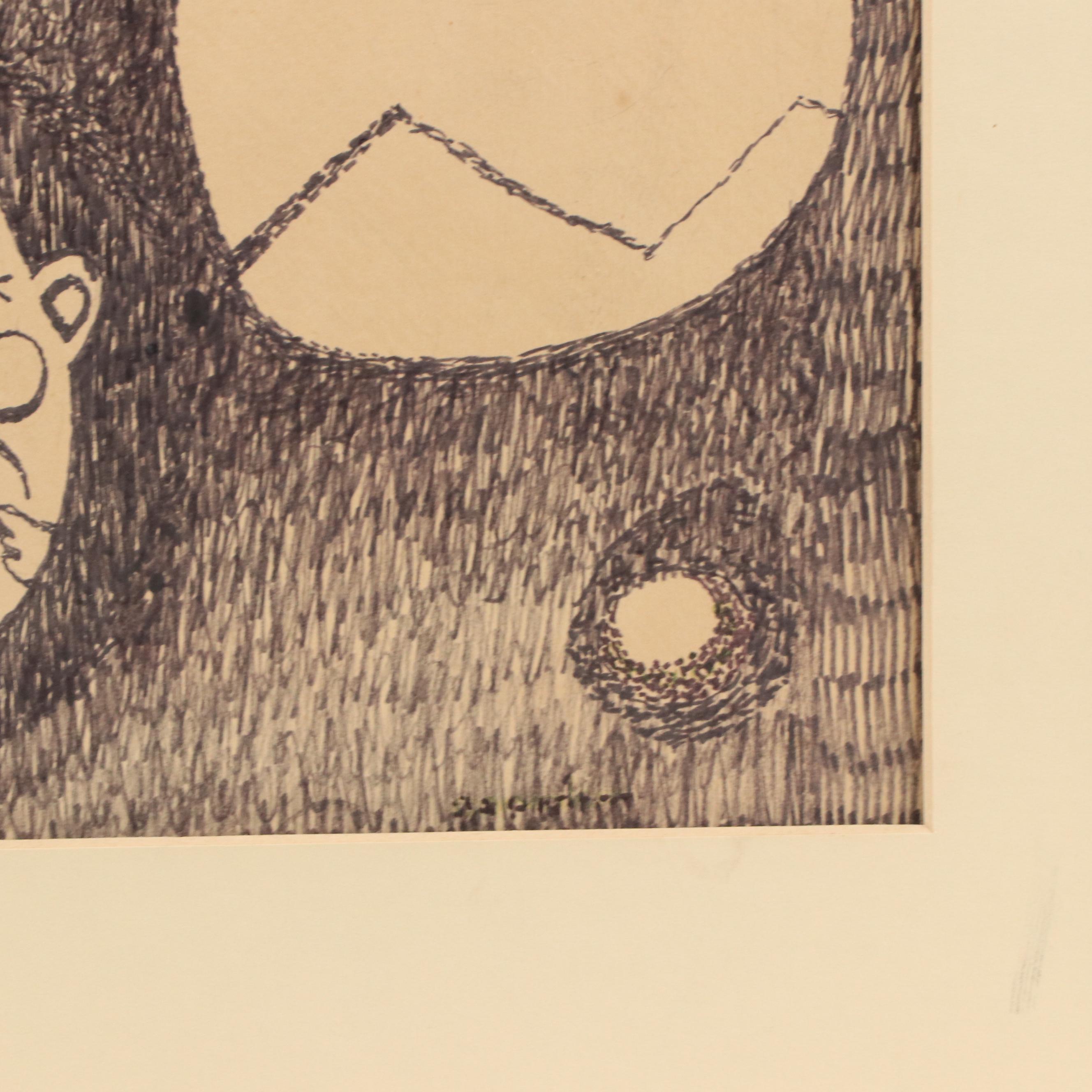 Juan Carlos Corvalán Ink Drawing, 1968