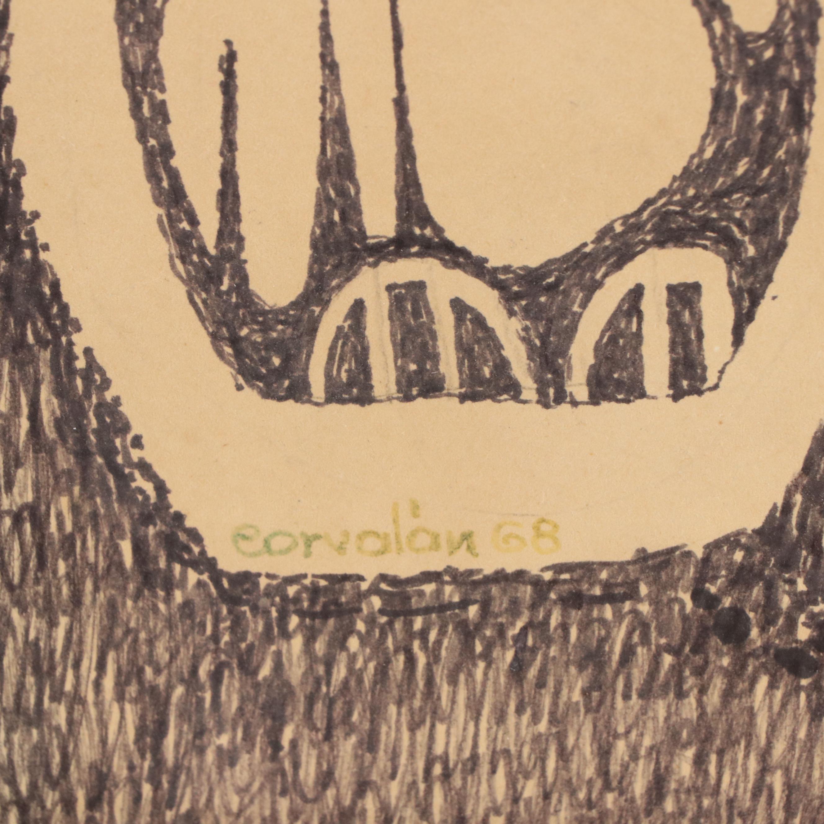 Juan Carlos Corvalán Ink Drawing, 1968