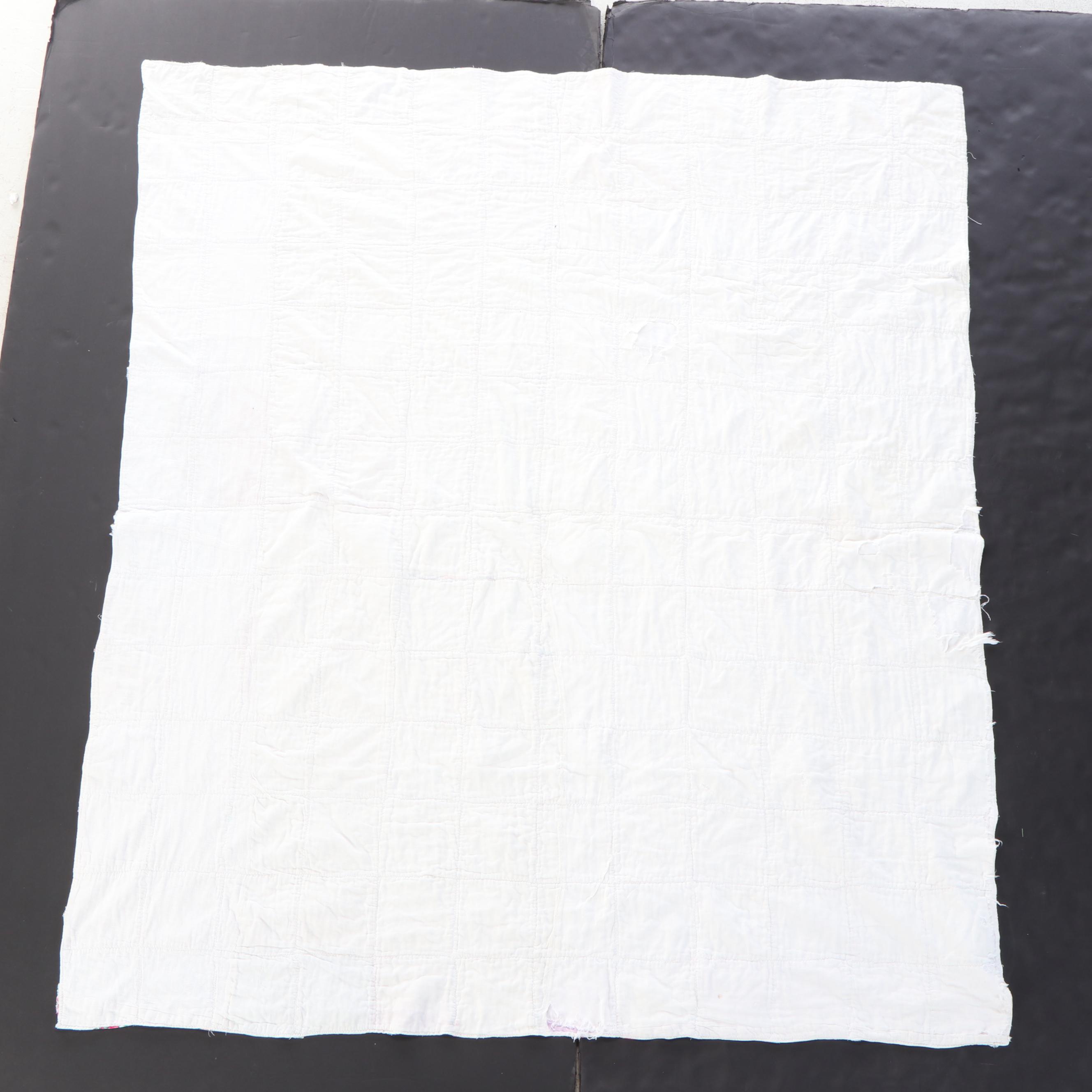 Handmade Scrappy "Log Cabin" Pieced Quilt