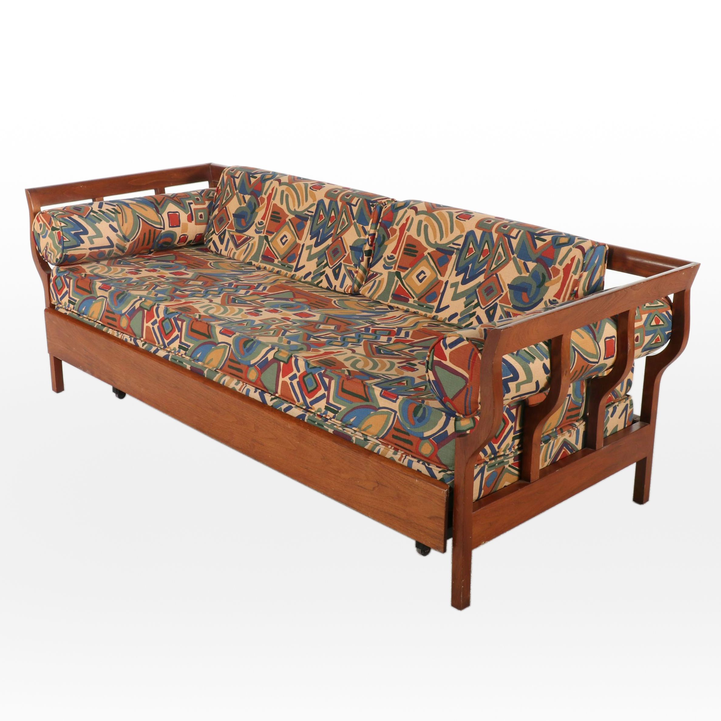 Mid Century Modern Walnut Daybed with Trundle