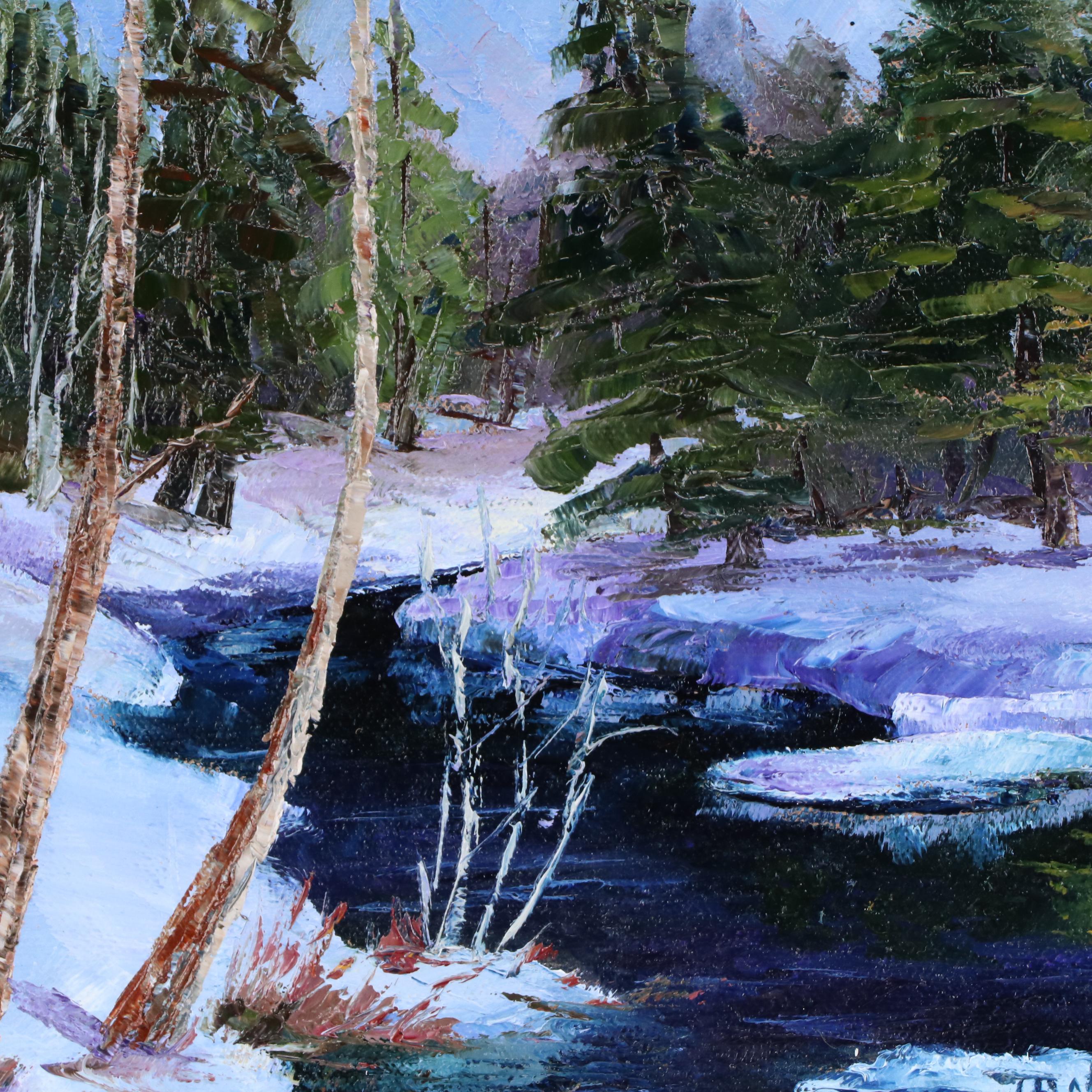 James Baldoumas Landscape Oil Painting "Winter Brook," 2024