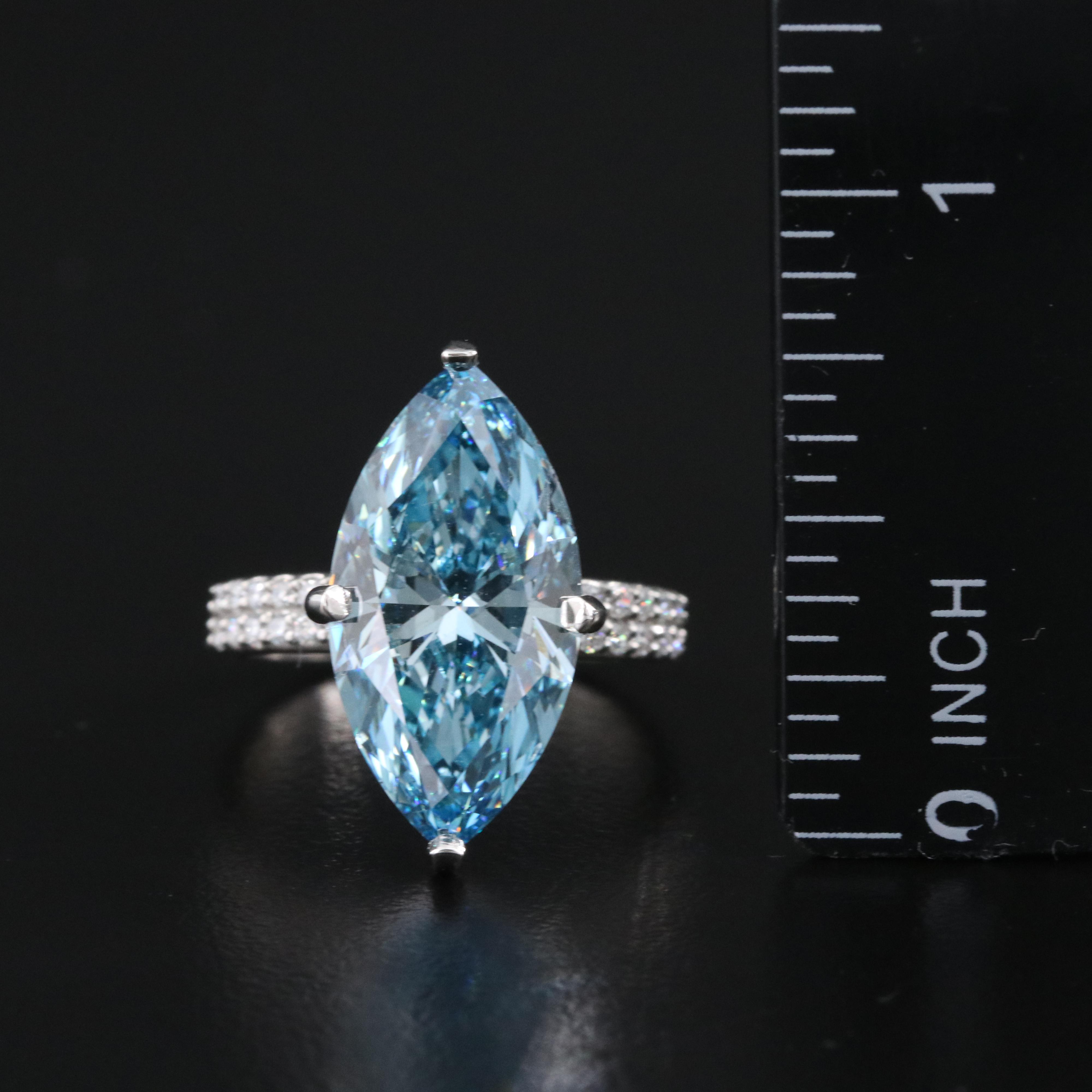 Platinum 6.38 CTW Lab Grown Diamond Ring with IGI Report and Fancy Center