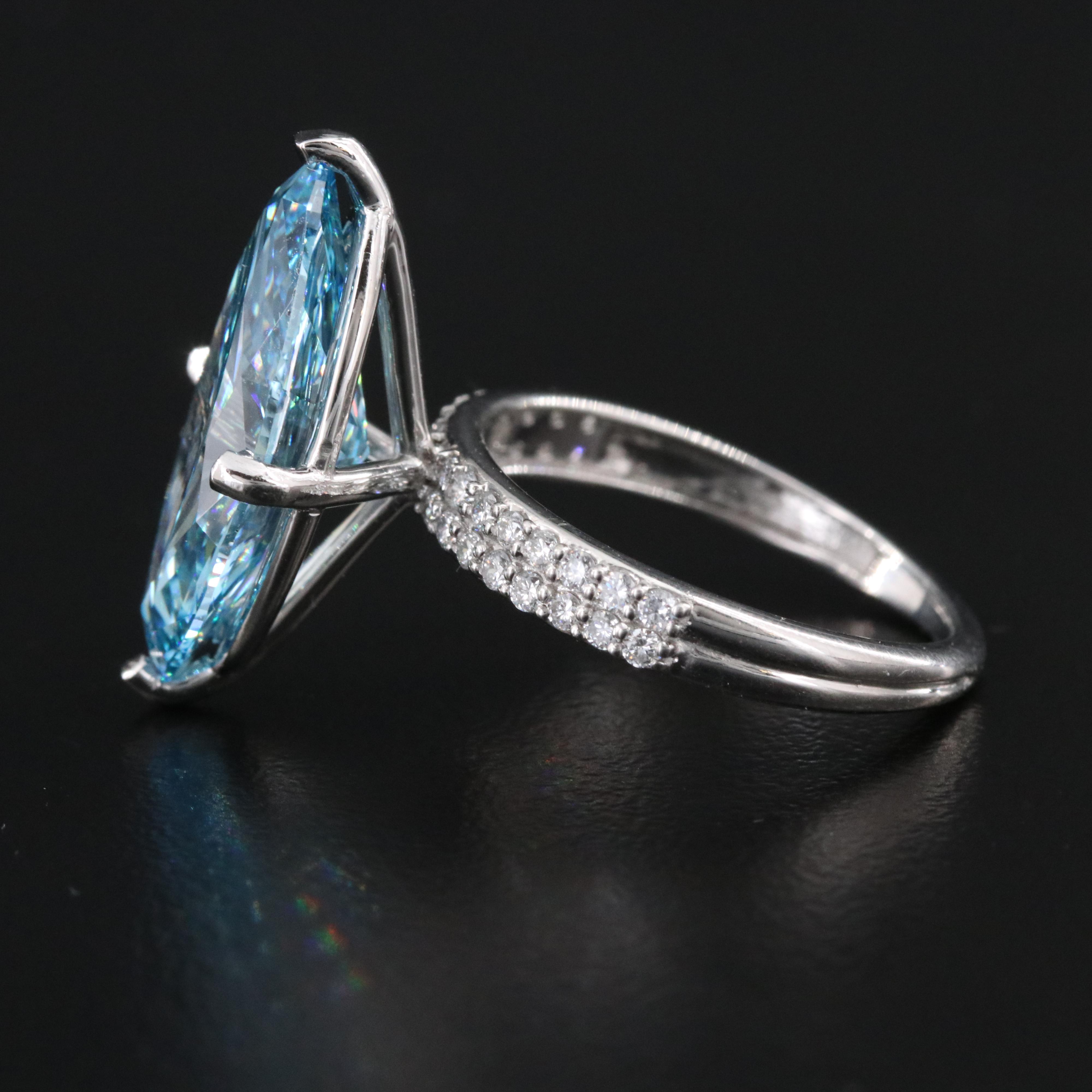 Platinum 6.38 CTW Lab Grown Diamond Ring with IGI Report and Fancy Center