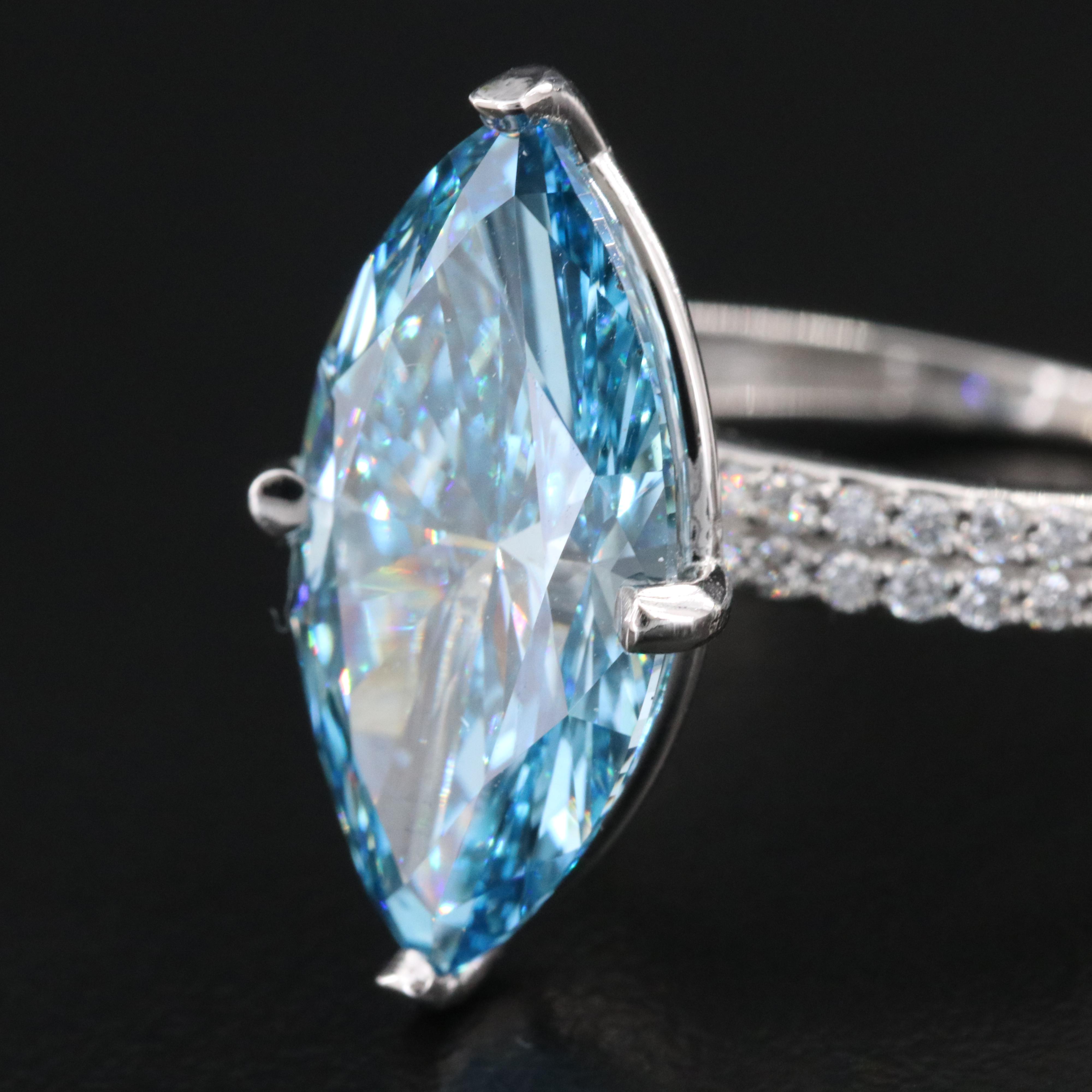 Platinum 6.38 CTW Lab Grown Diamond Ring with IGI Report and Fancy Center