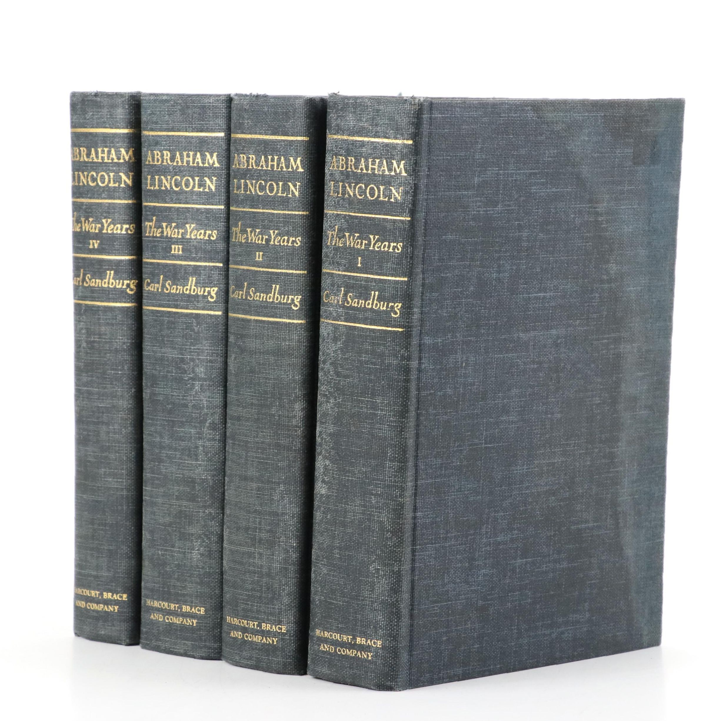 "Abraham Lincoln: The War Years" Four-Volume Set by Carl Sandburg, Mid-20th C.