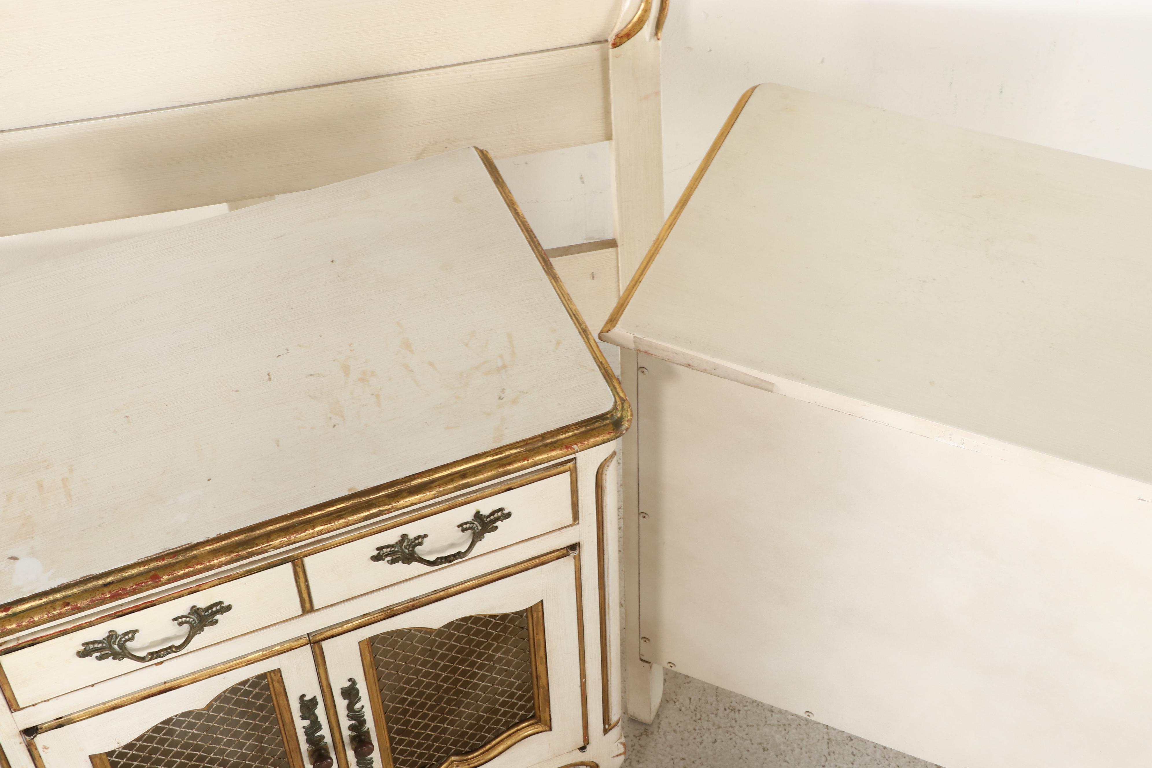 John Widdicomb French Provincial Style Painted Wood Bed and Side Tables