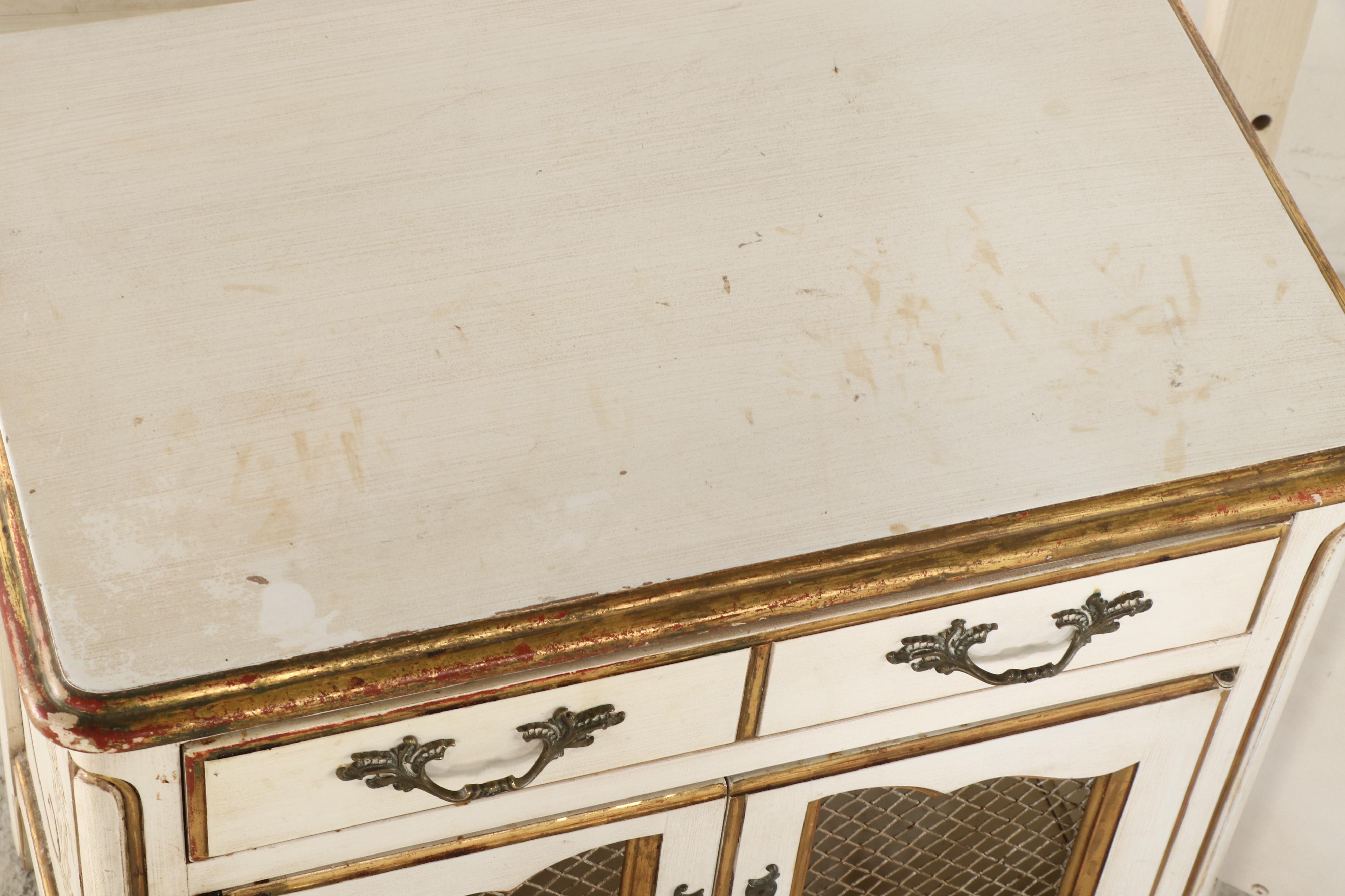 John Widdicomb French Provincial Style Painted Wood Bed and Side Tables