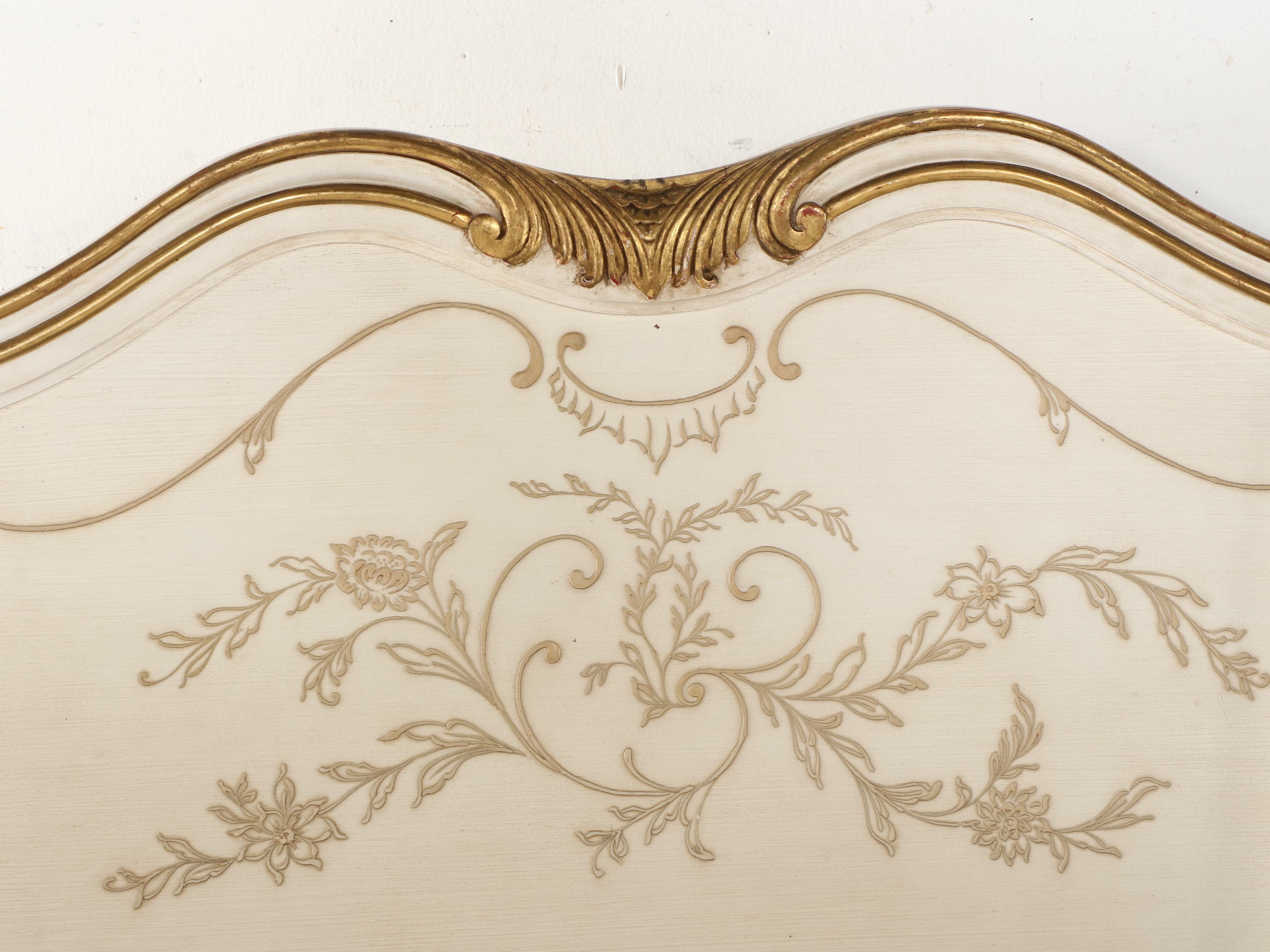 John Widdicomb French Provincial Style Painted Wood Bed and Side Tables