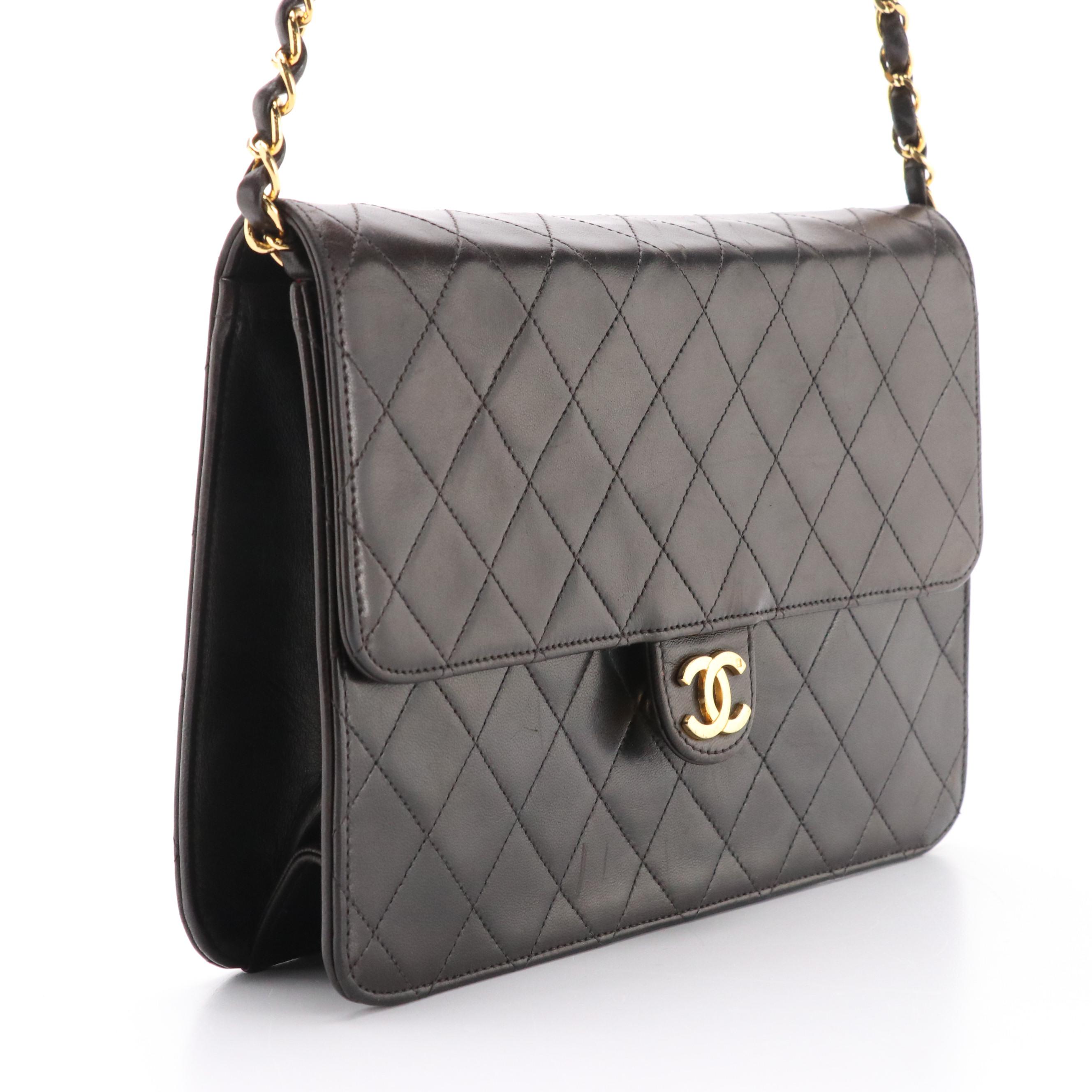 Chanel Classic Flap Shoulder Bag in Diamond Quilted Dark Brown Leather