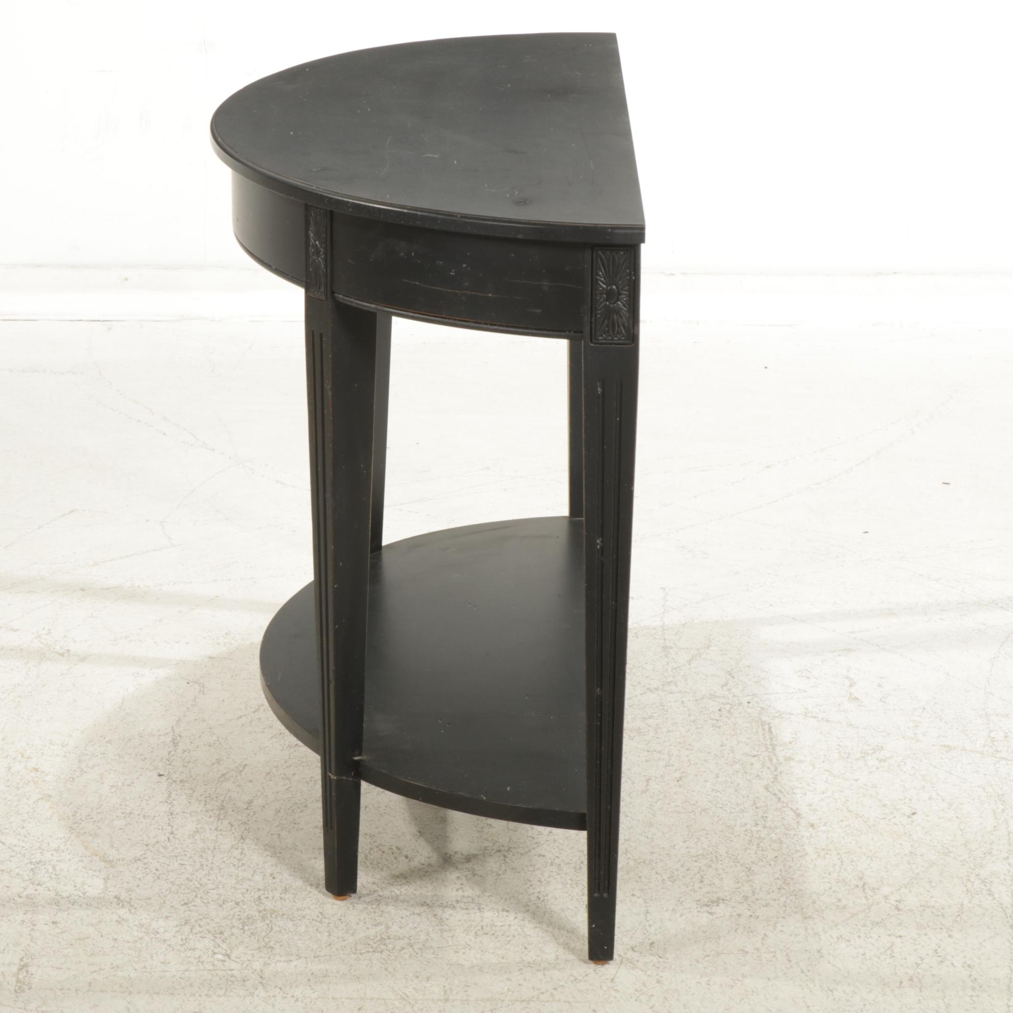 Ethan Allen Black Painted Demilune Console Table