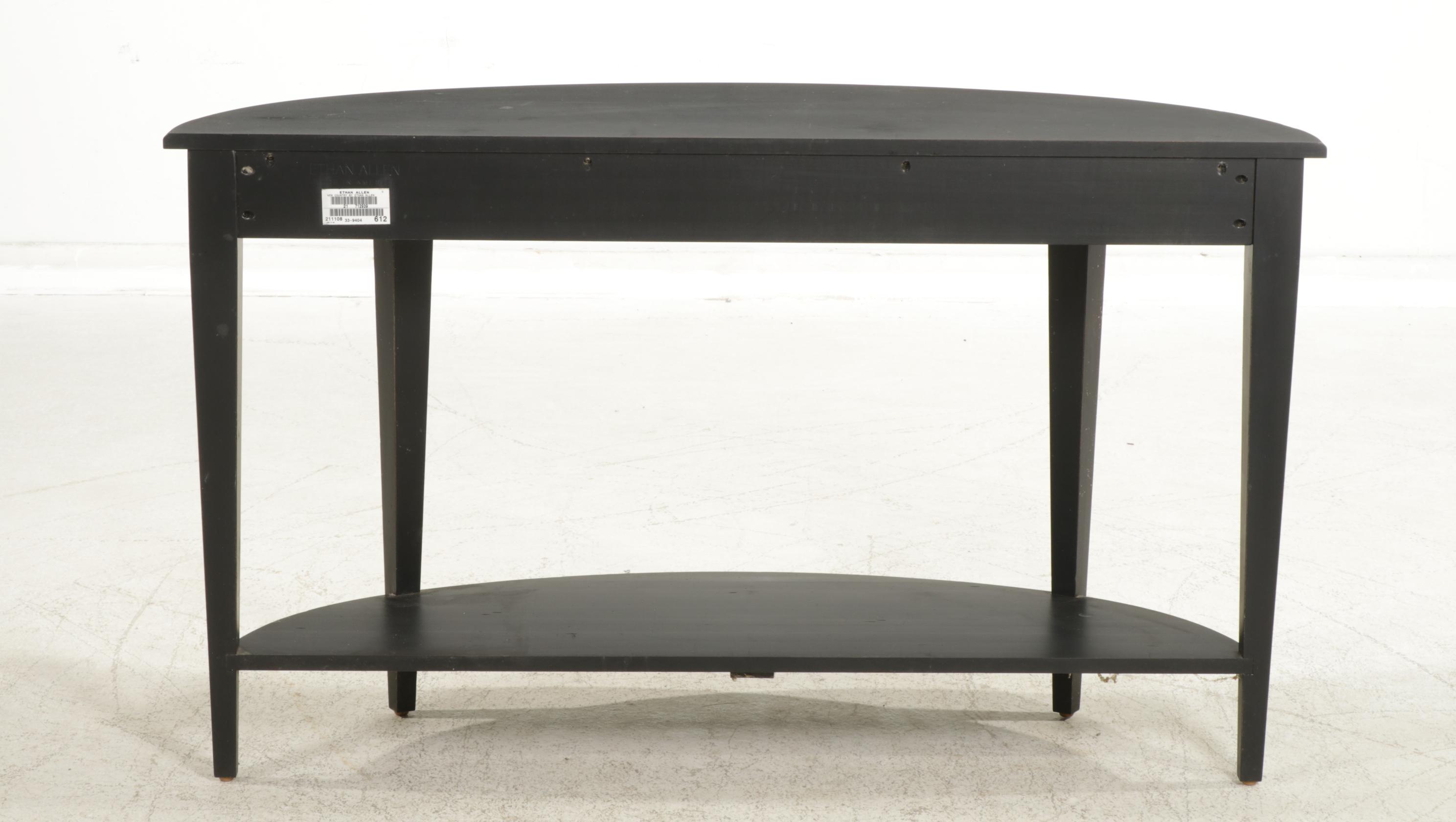 Ethan Allen Black Painted Demilune Console Table