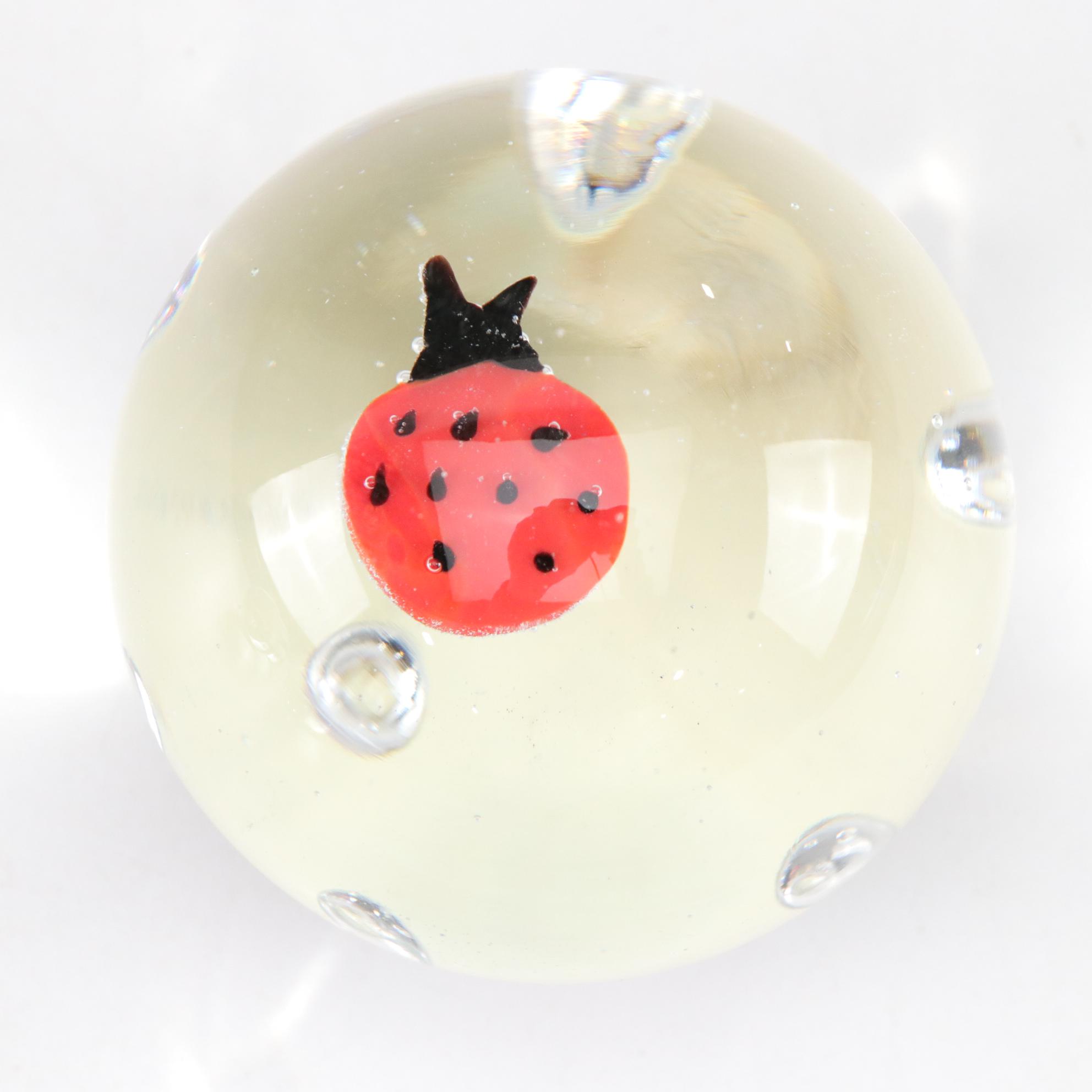 Art Glass Insect Motif Bubble Paperweights