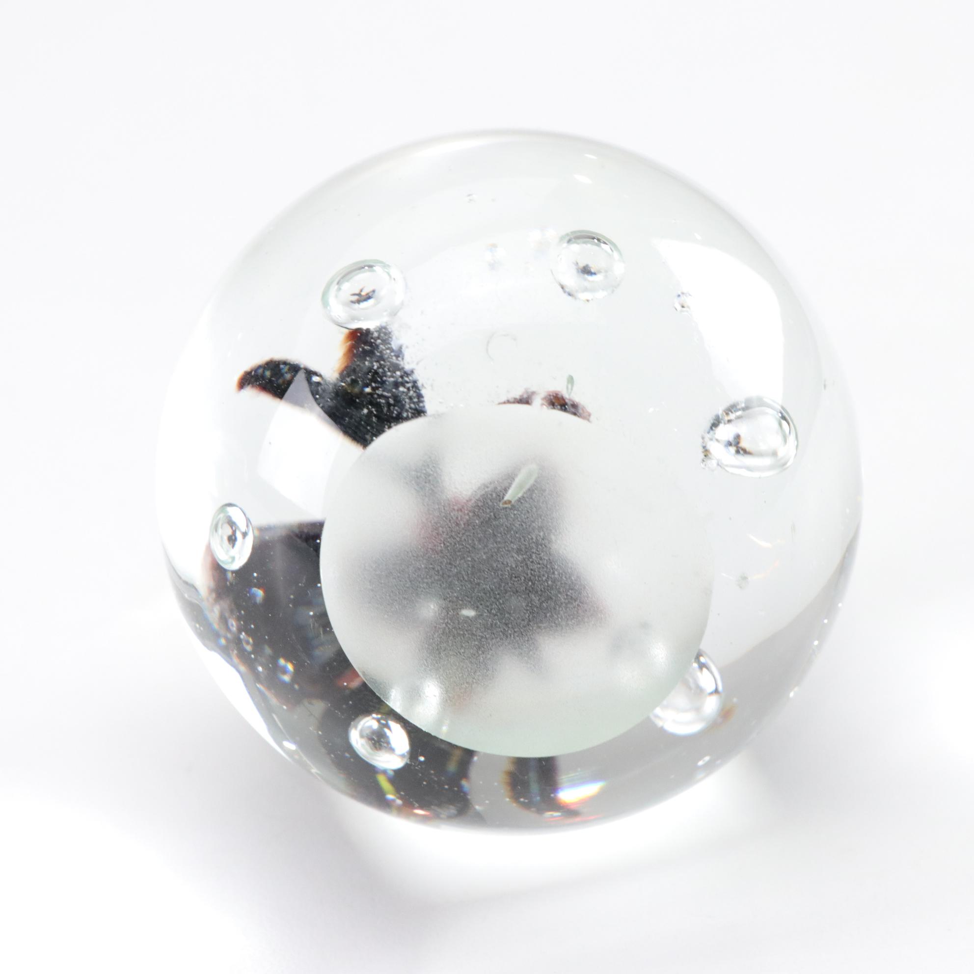 Art Glass Insect Motif Bubble Paperweights