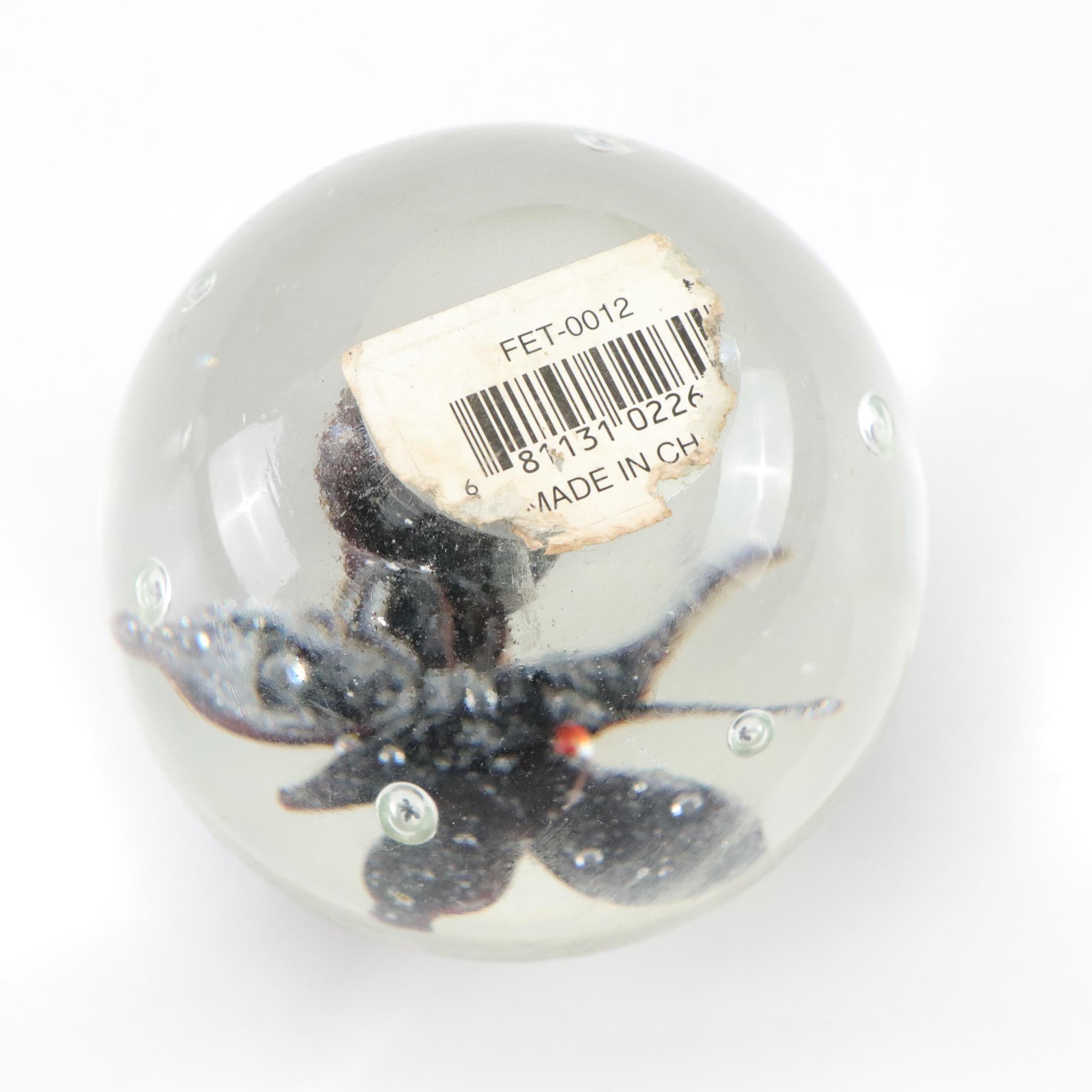Art Glass Insect Motif Bubble Paperweights