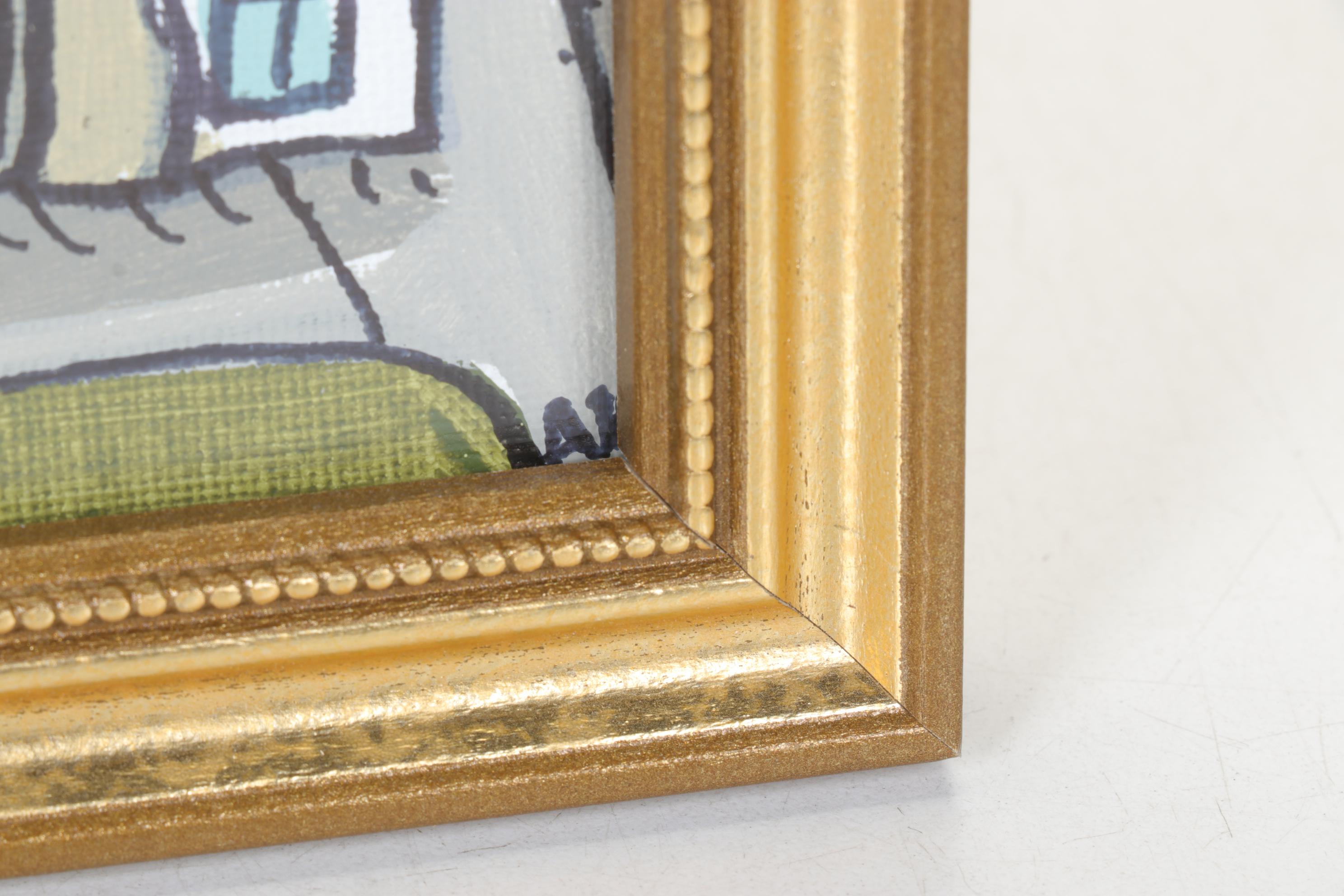 Aaron Wooten Stylized Cityscape Acrylic Painting, 21st century