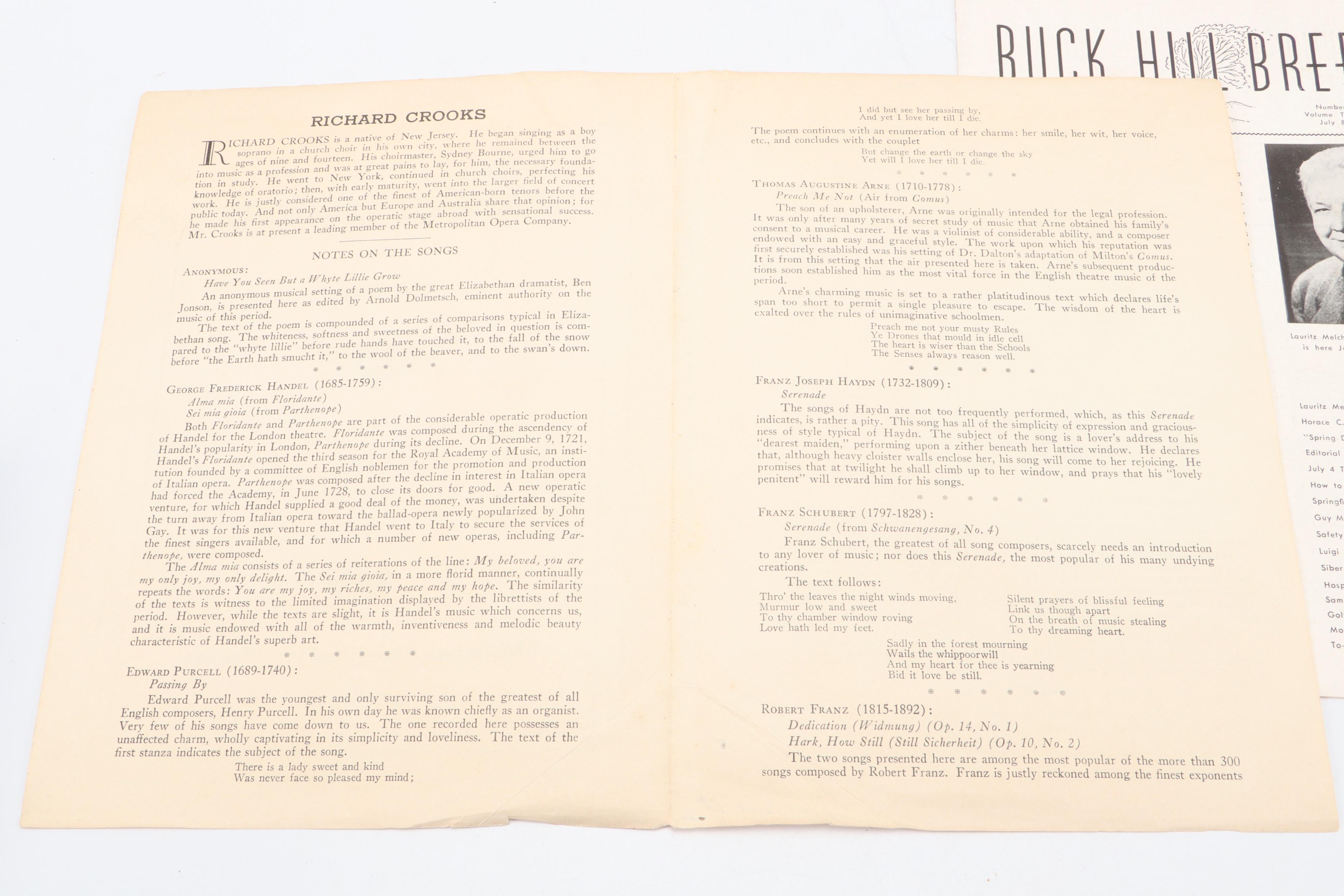 Signed "Richard Crooks in Song" A Victor Musical Masterpiece Record Album, 1941