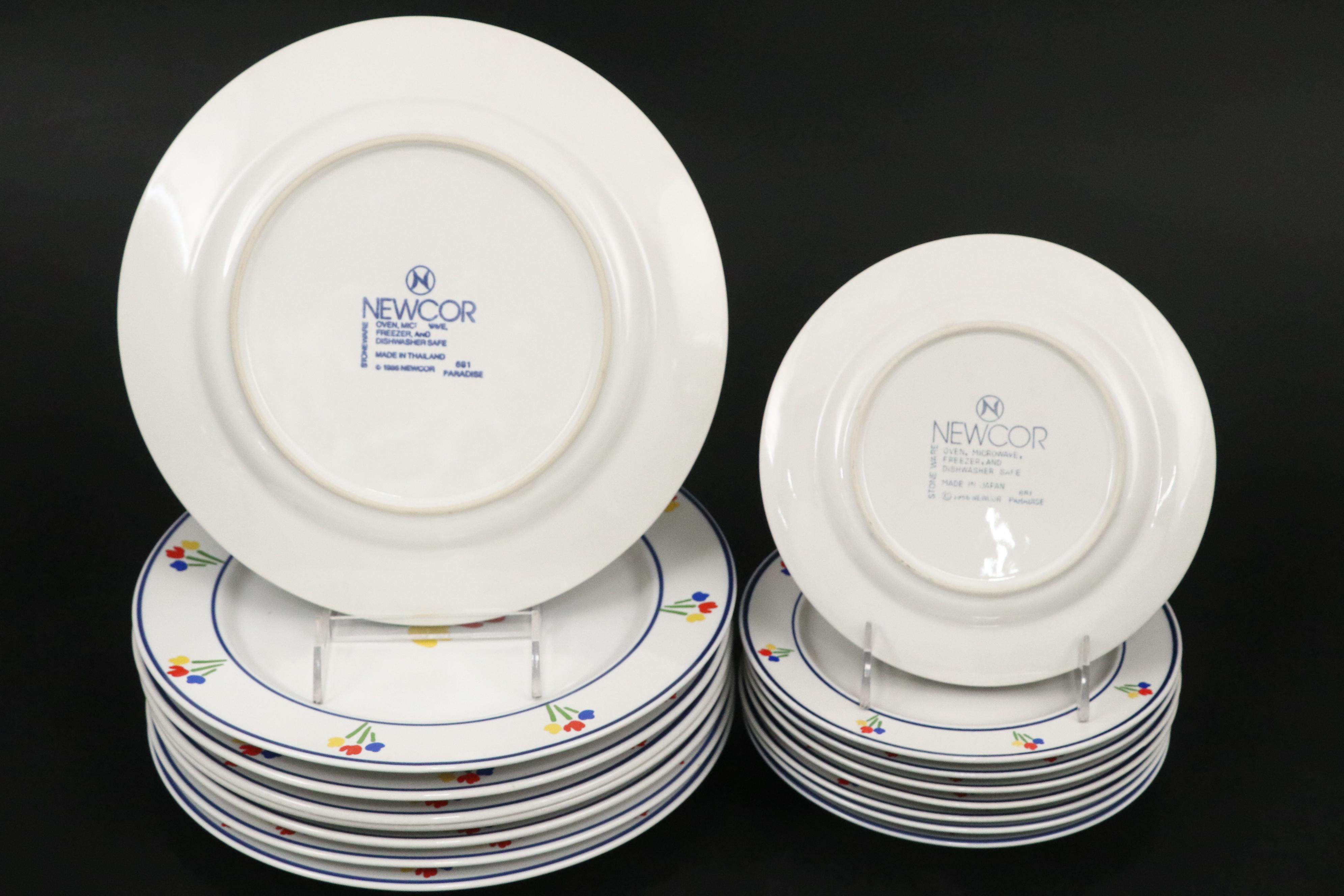 Newcor "Paradise" Stoneware, JMP "Tulip Tyme" Dinnerware and Glassware
