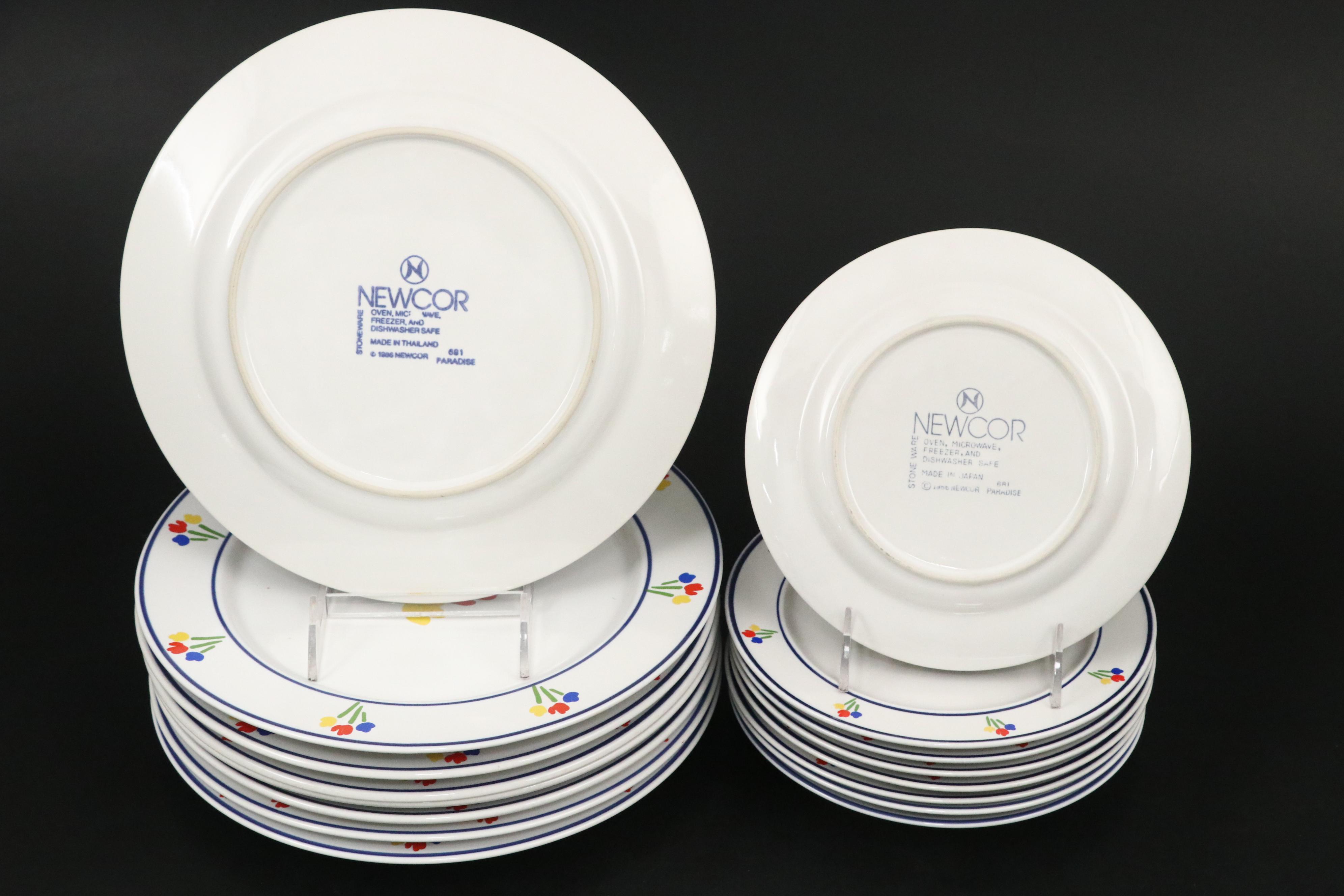 Newcor "Paradise" Stoneware, JMP "Tulip Tyme" Dinnerware and Glassware