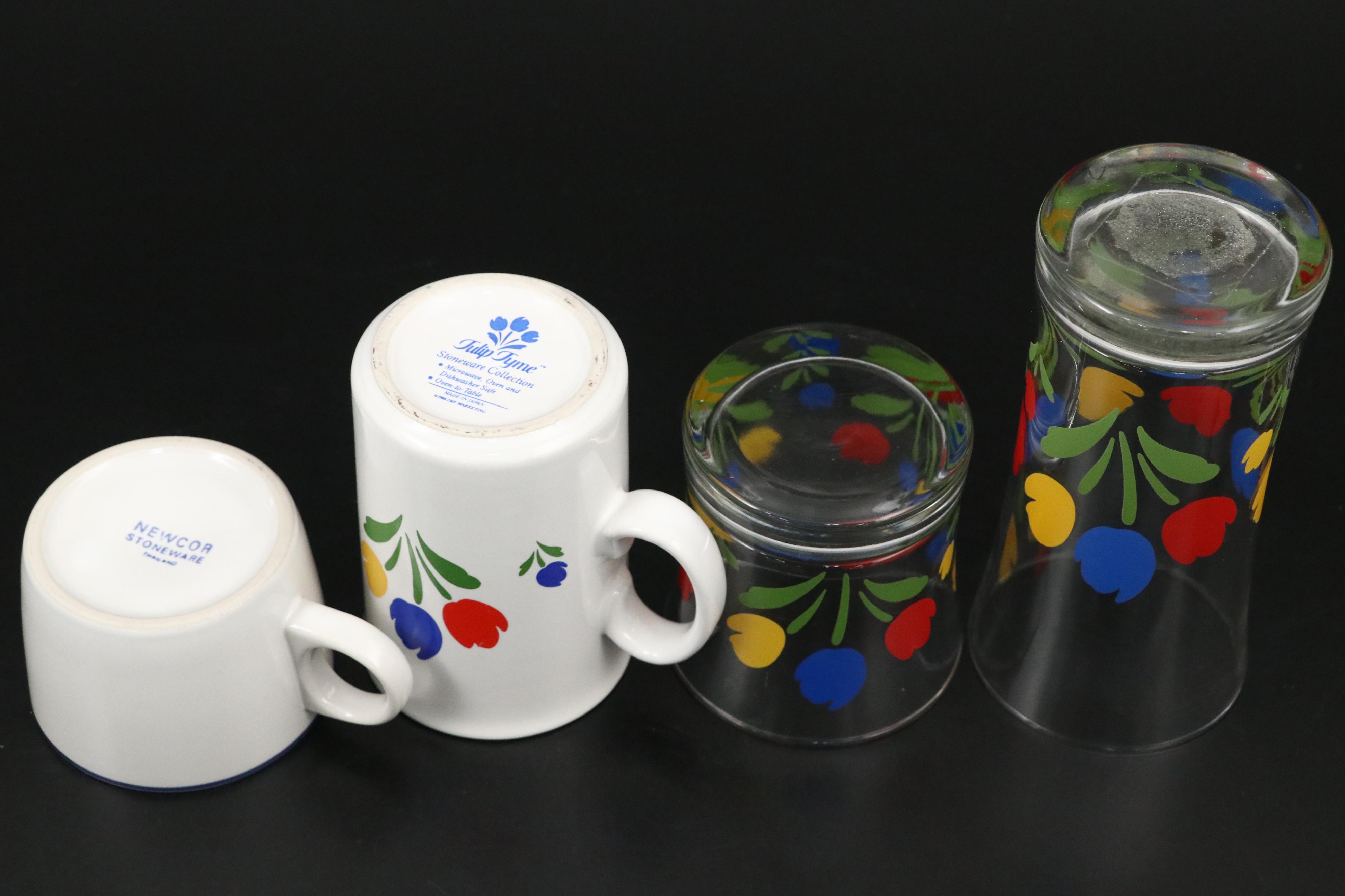 Newcor "Paradise" Stoneware, JMP "Tulip Tyme" Dinnerware and Glassware