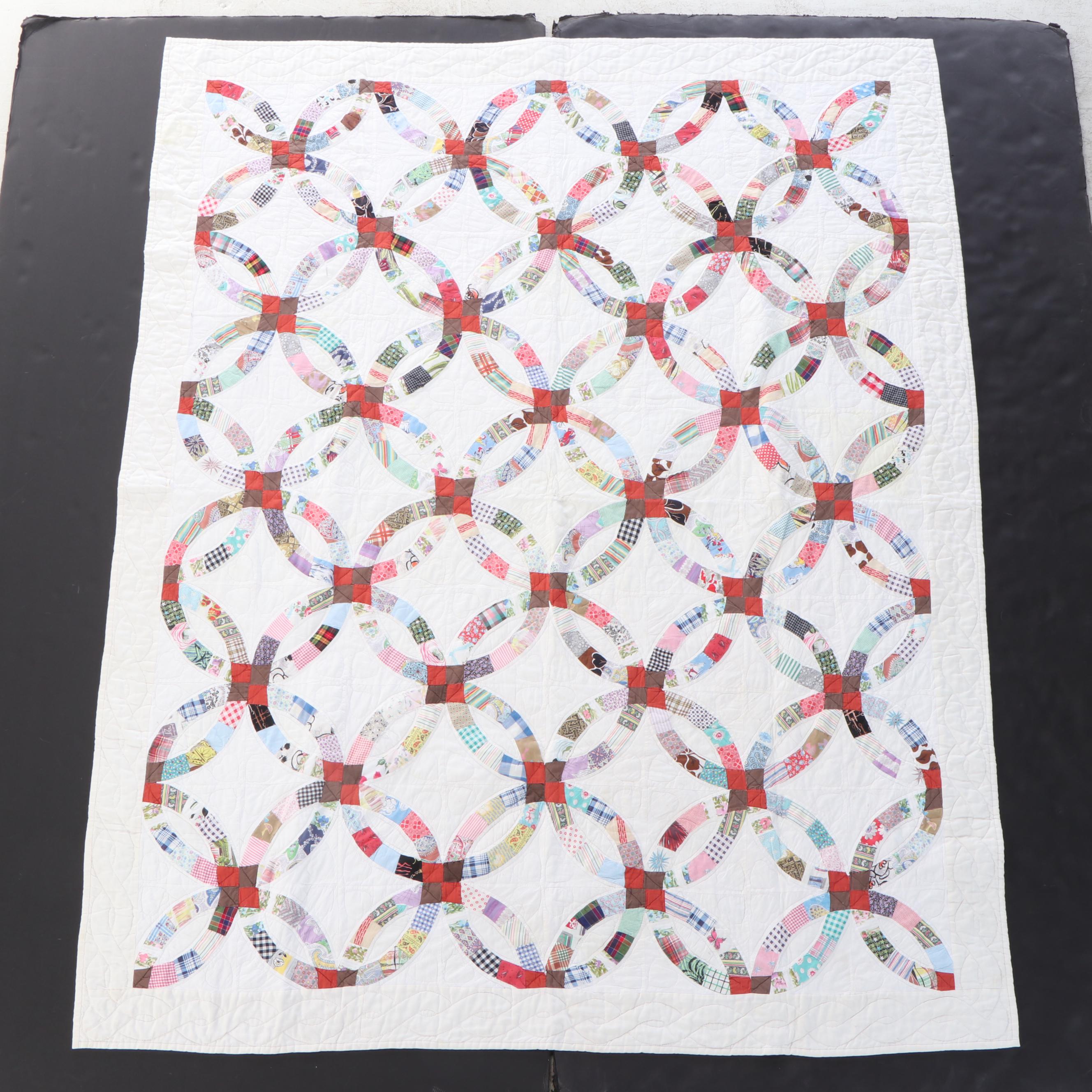 Handmade "Dresden Plate" and "Double Wedding Ring" Pieced Quilts