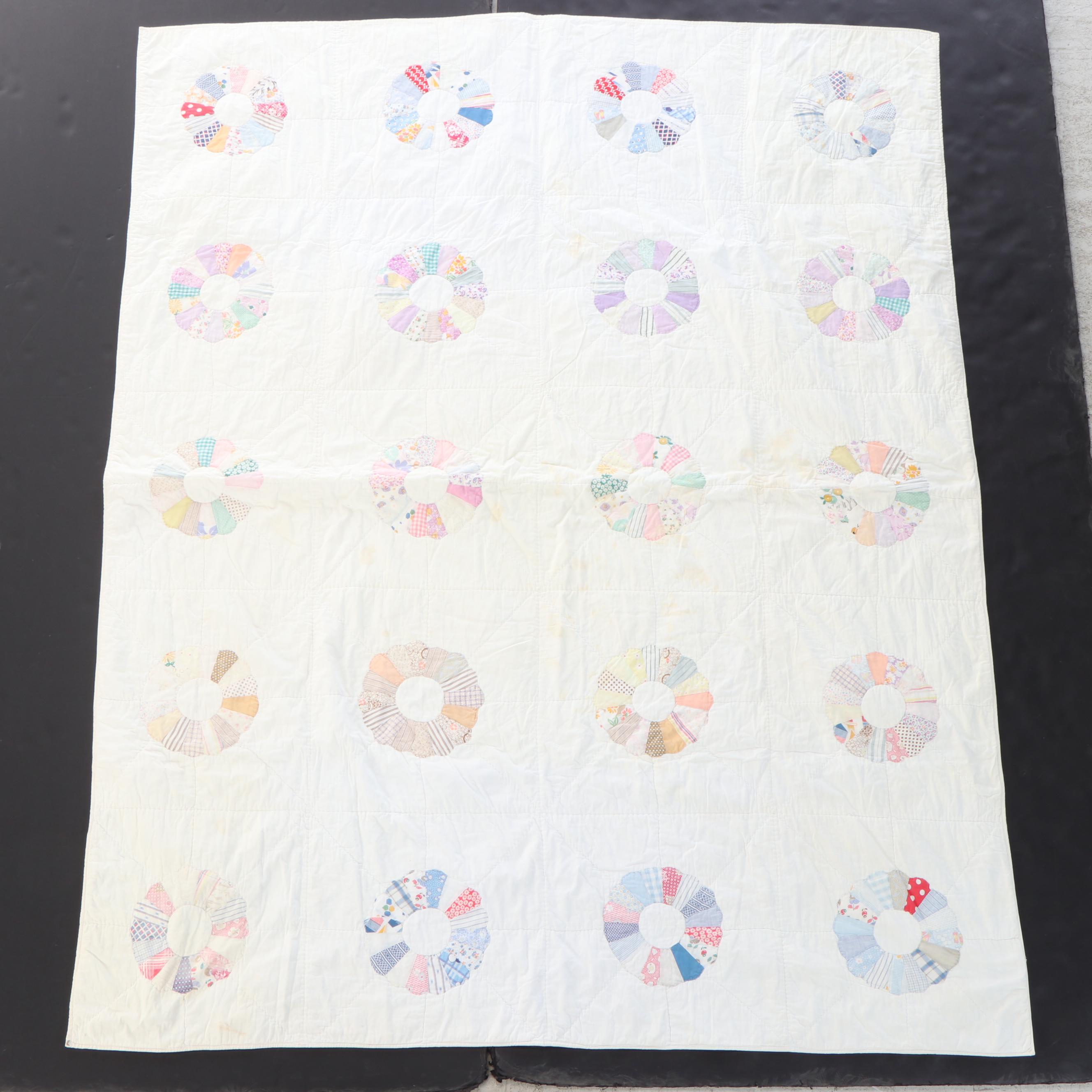 Handmade "Dresden Plate" and "Double Wedding Ring" Pieced Quilts