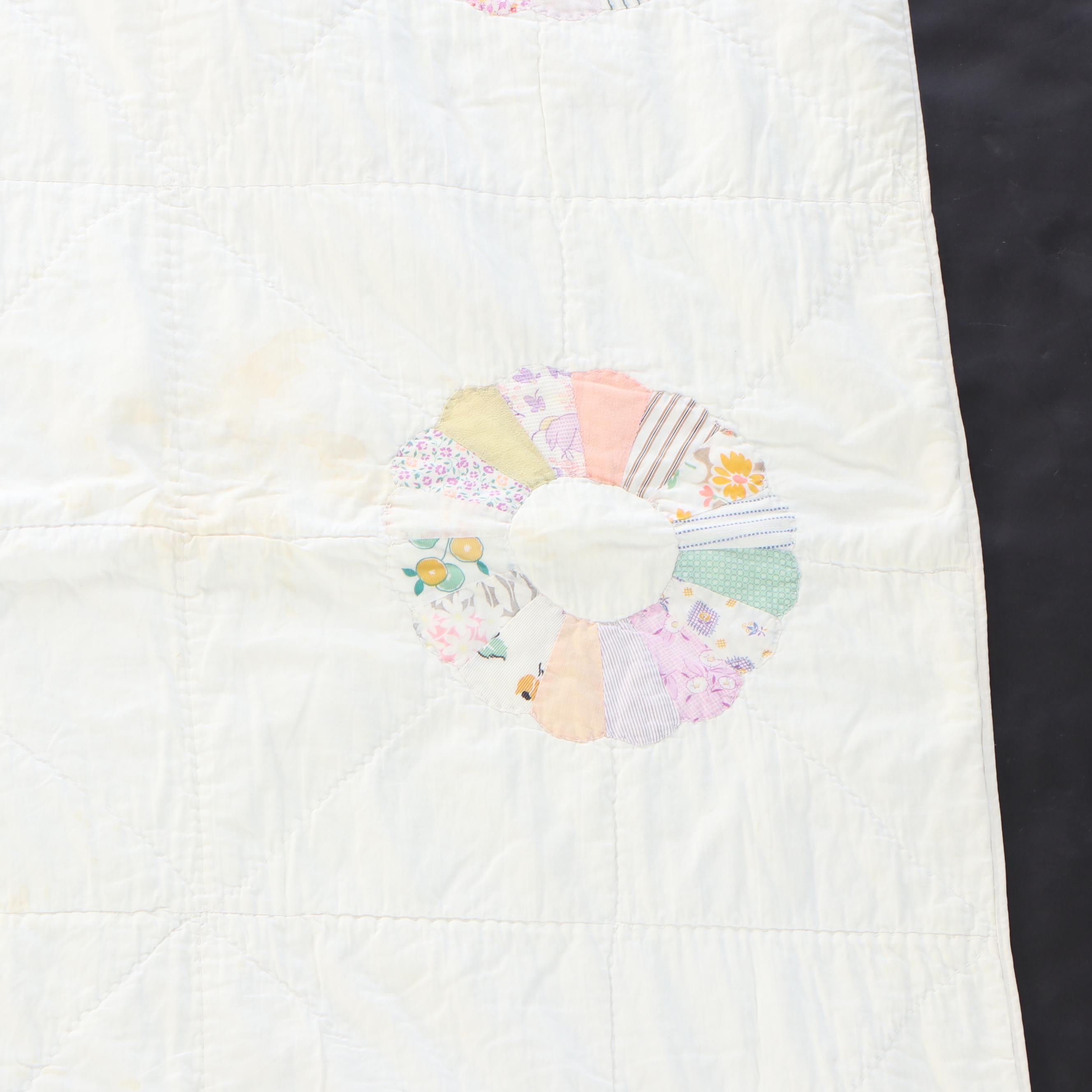 Handmade "Dresden Plate" and "Double Wedding Ring" Pieced Quilts