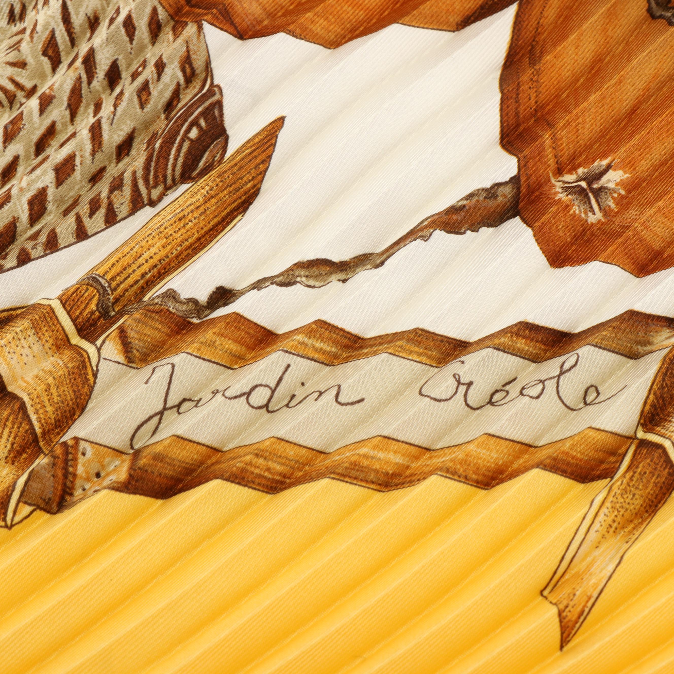 Louis Vuitton "Jardin Creole" Plisse Multi Colored Silk Twill Scarf