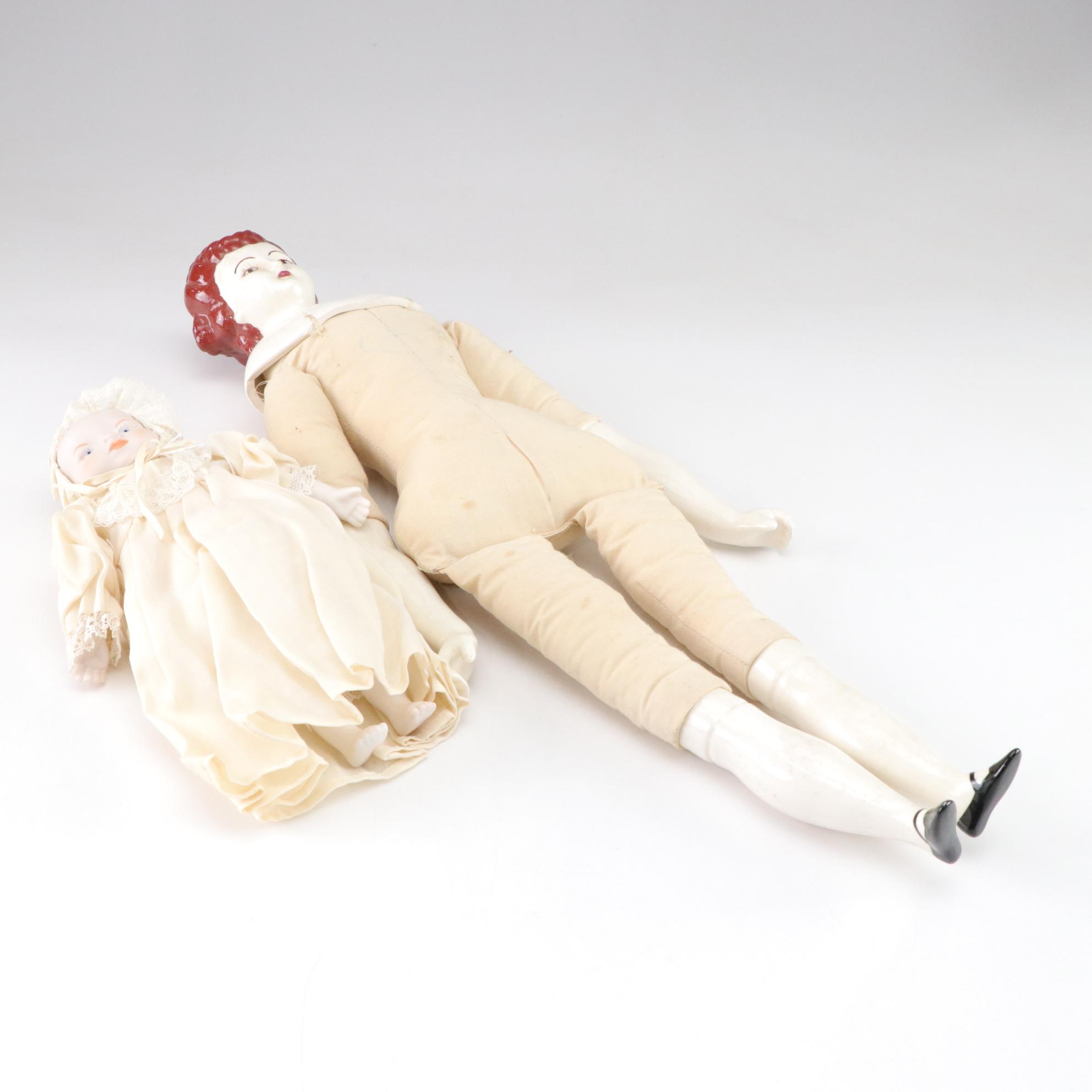 Shackman Bisque Baby and China Head Doll Pair