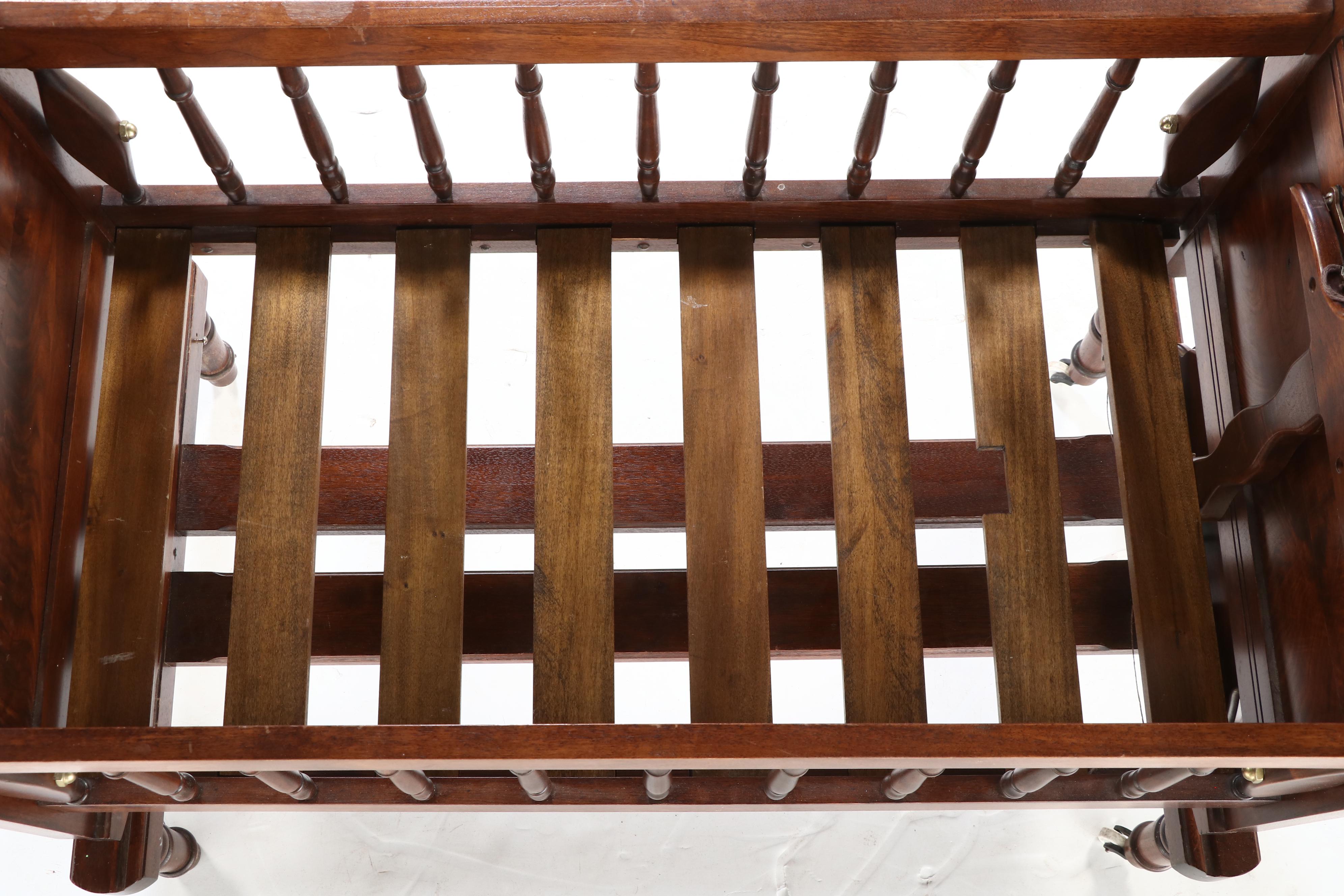 Victorian Eastlake Style Walnut Spool Baby Cradle, Late 19th Century