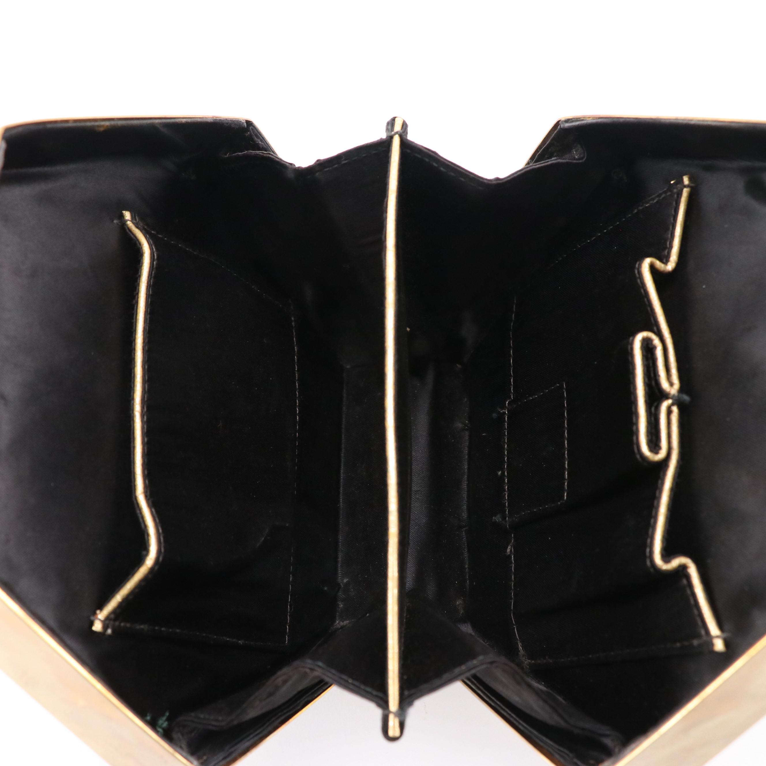 J. B. Barcelona Sateen/Metal Minaudière with Other Hexagon Metal/Bead Box Purse