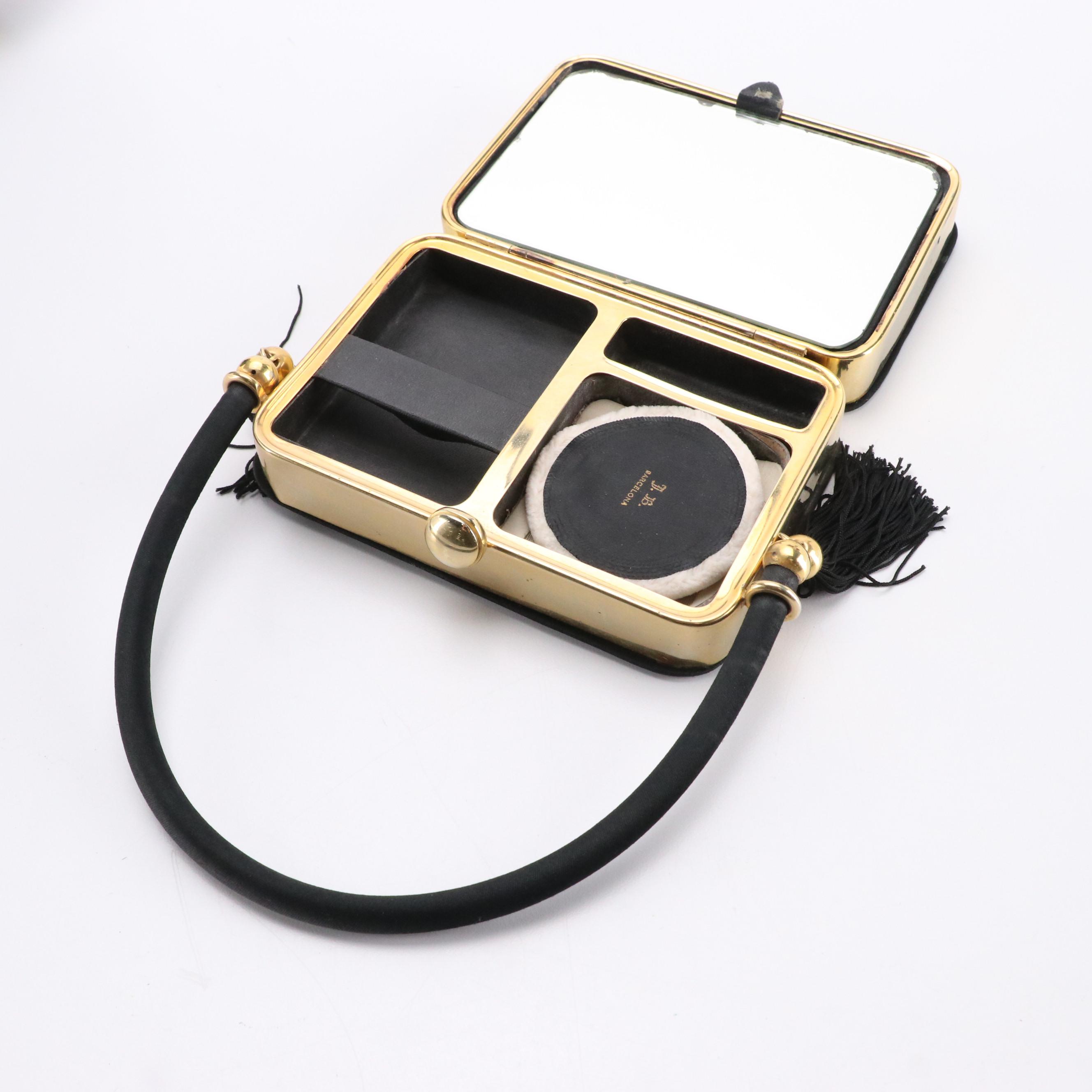 J. B. Barcelona Sateen/Metal Minaudière with Other Hexagon Metal/Bead Box Purse