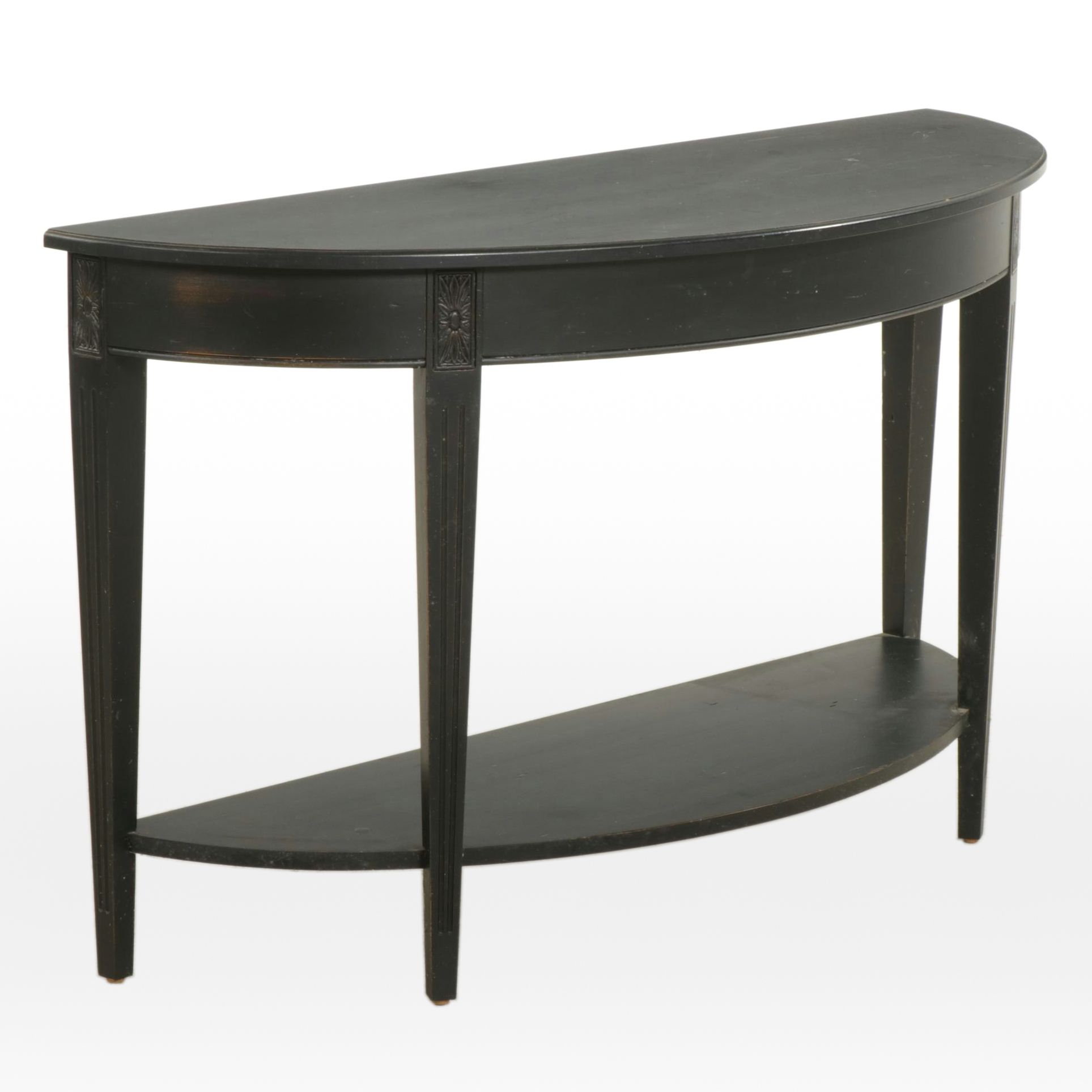 Ethan Allen Black Painted Demilune Console Table