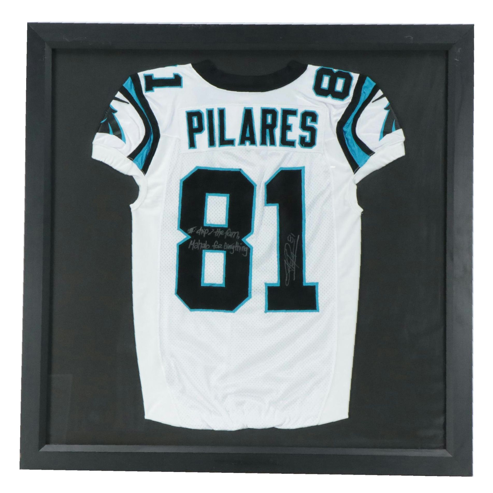 Kealoha Pilares Signed and Player Issued  Carolina Panthers Jersey with Display