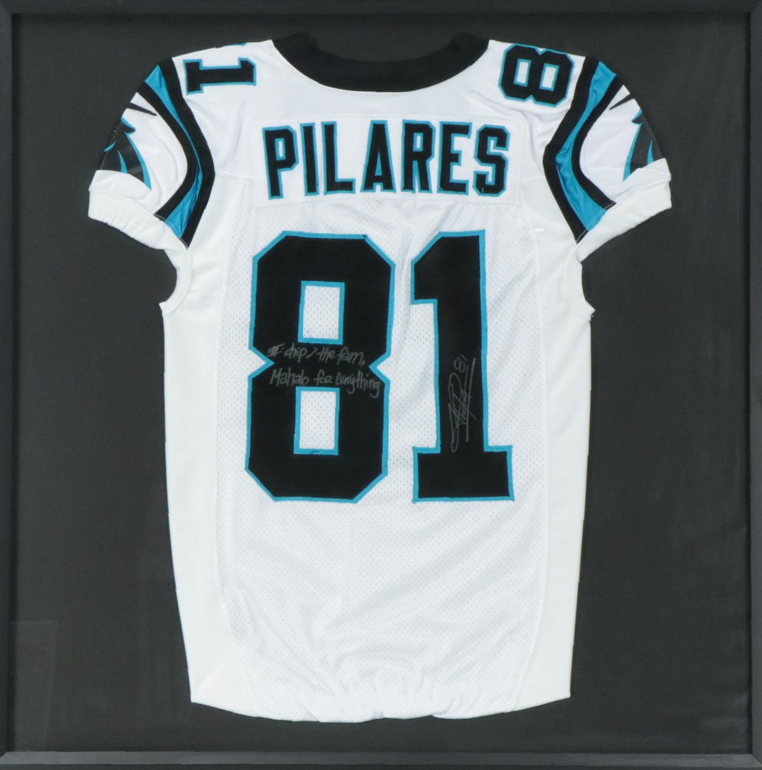 Kealoha Pilares Signed and Player Issued  Carolina Panthers Jersey with Display
