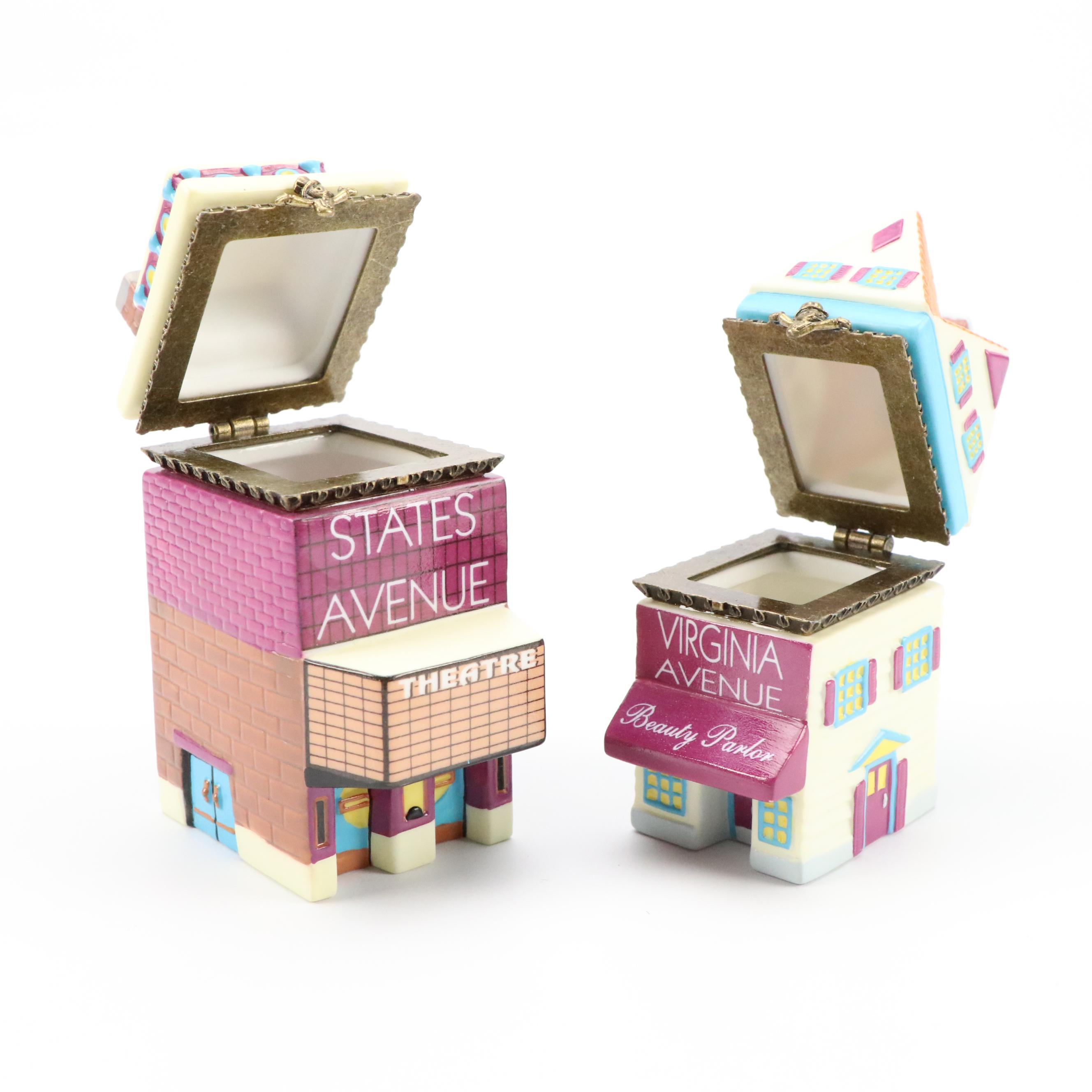 Monopoly "Boardwalk/Mediterranean Avenue" and More Porcelain Hinged Boxes, 1999