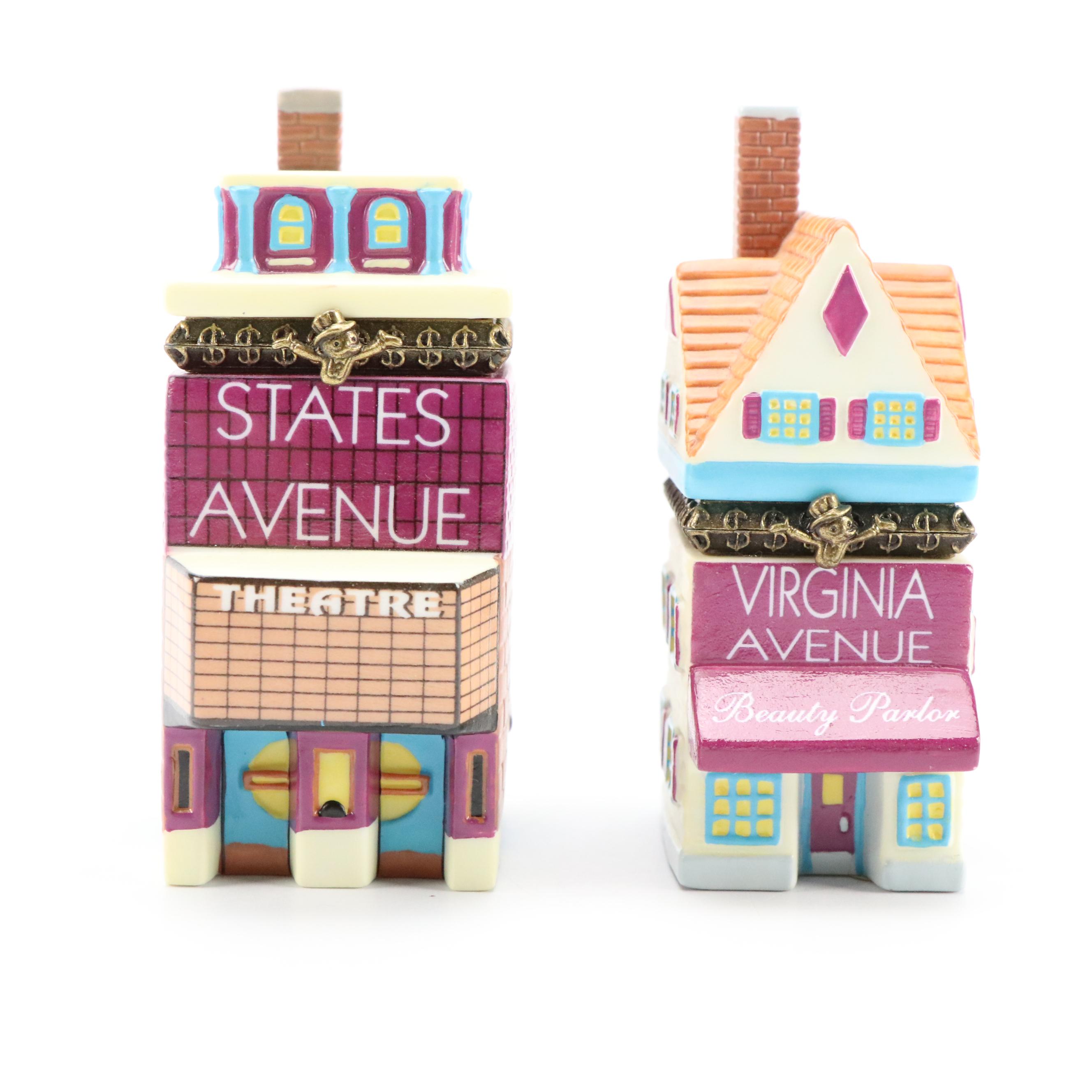 Monopoly "Boardwalk/Mediterranean Avenue" and More Porcelain Hinged Boxes, 1999