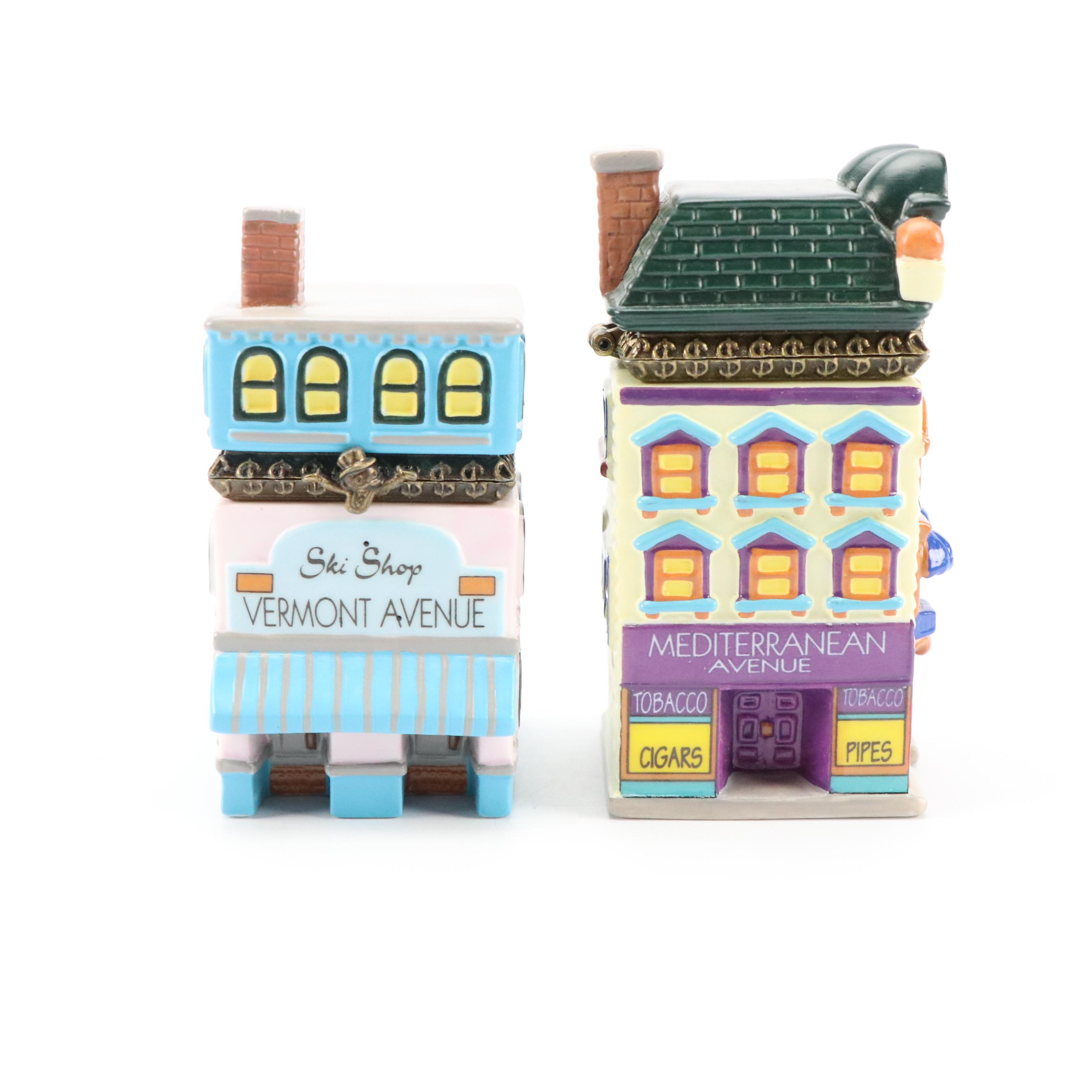 Monopoly "Boardwalk/Mediterranean Avenue" and More Porcelain Hinged Boxes, 1999