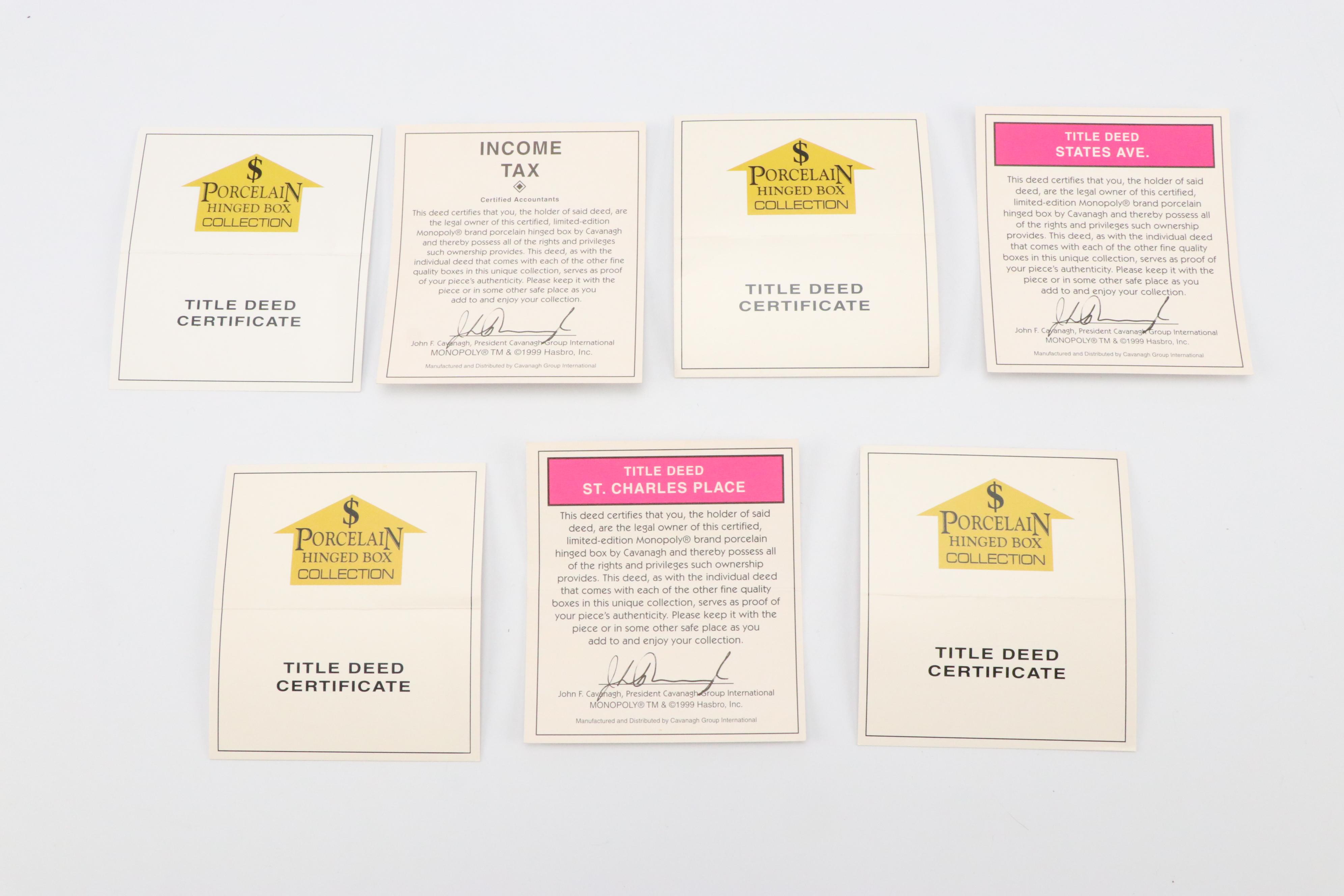 Monopoly "Boardwalk/Mediterranean Avenue" and More Porcelain Hinged Boxes, 1999