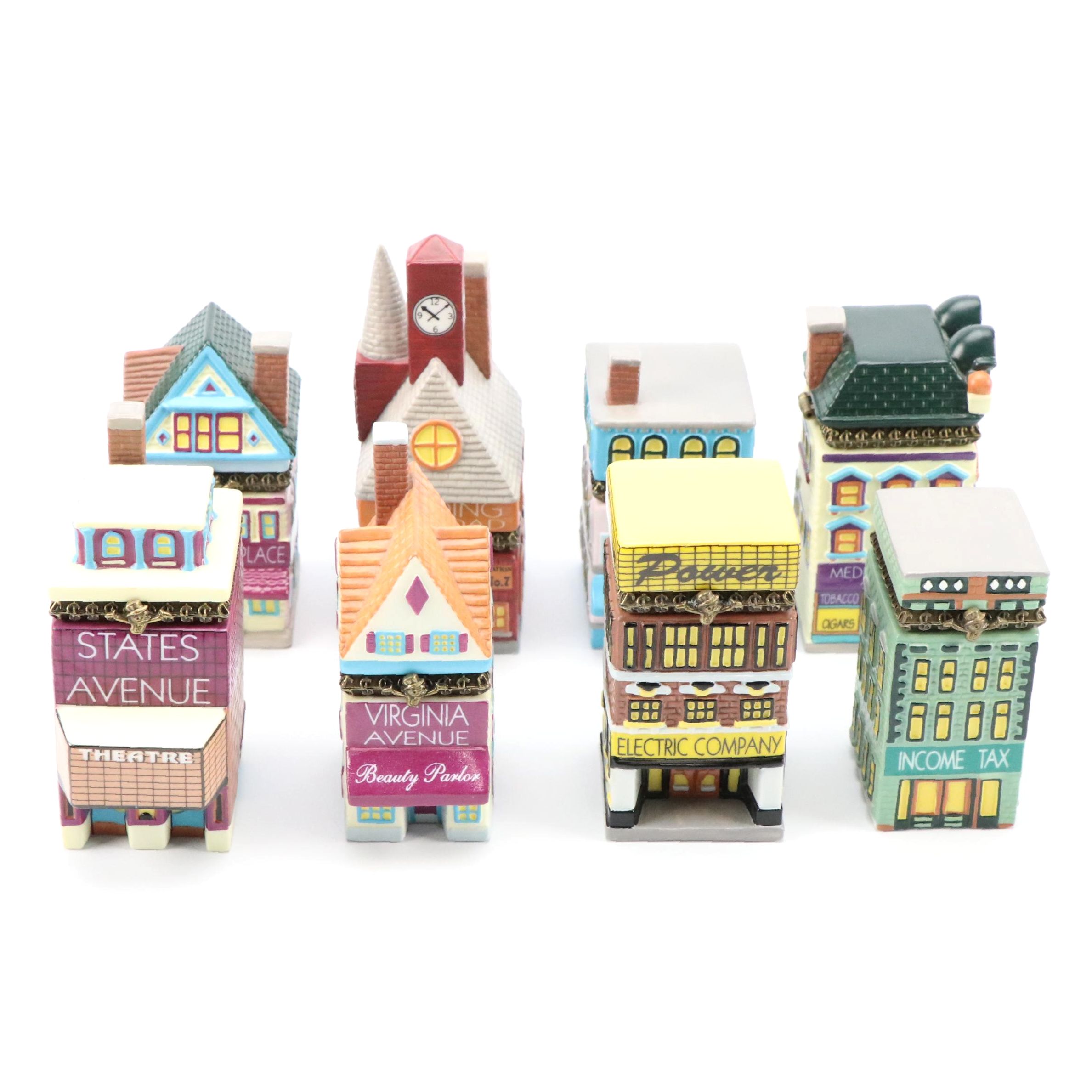 Monopoly "Boardwalk/Mediterranean Avenue" and More Porcelain Hinged Boxes, 1999