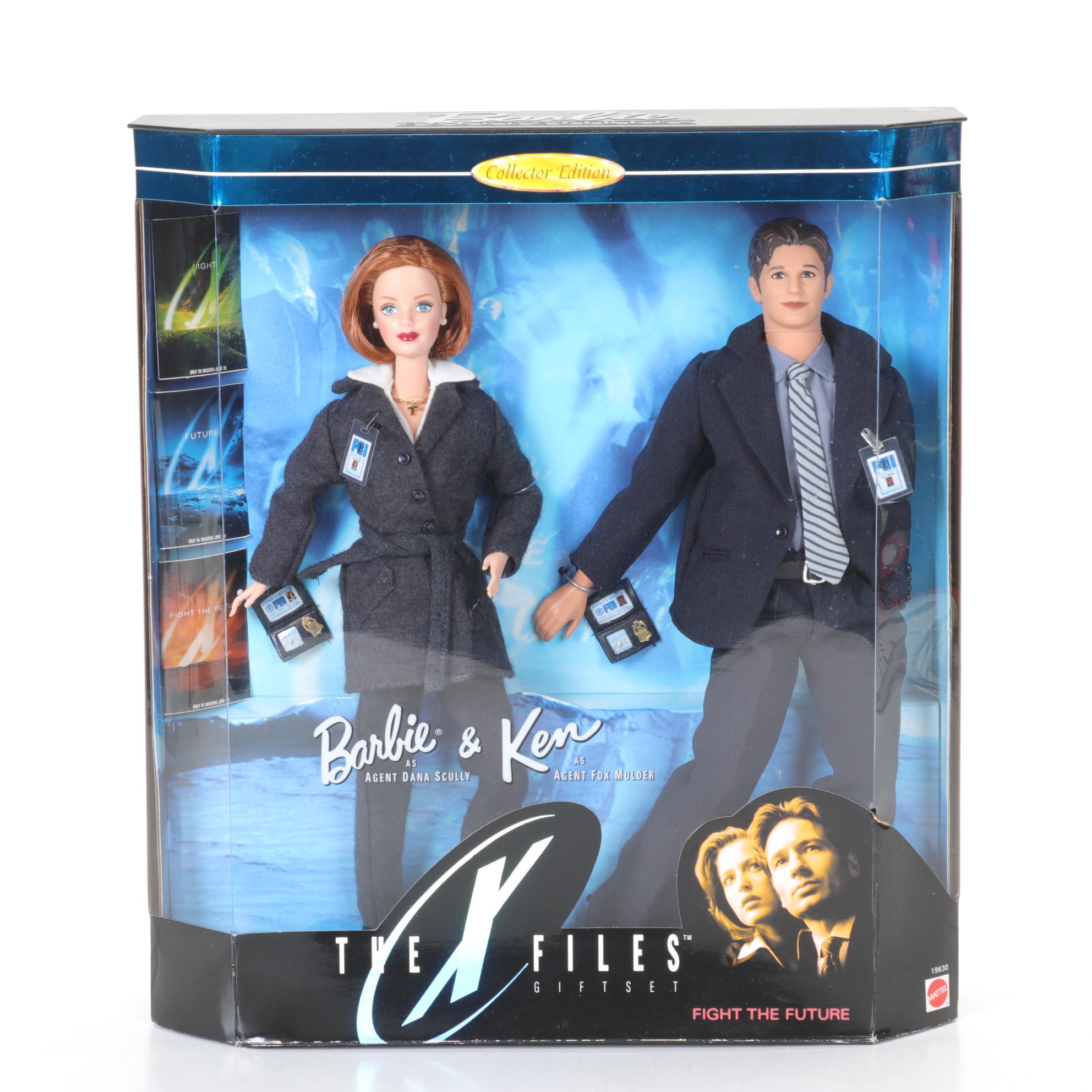 1998 Mattel "The X-Files Giftset" Barbie as Dana Scully & Ken as Fox Mulder