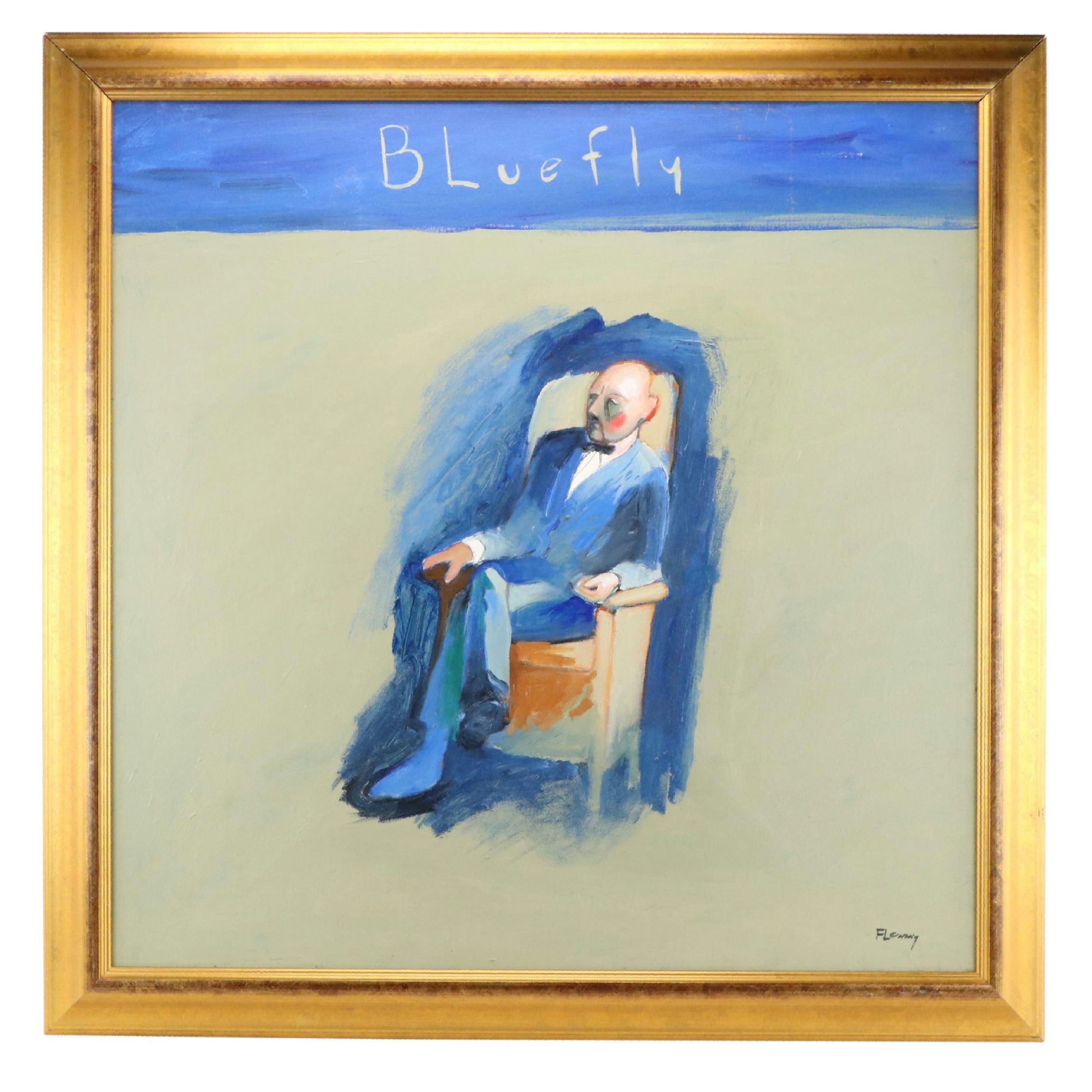 Oil Painting Attributed to David Fleming "Bluefly"