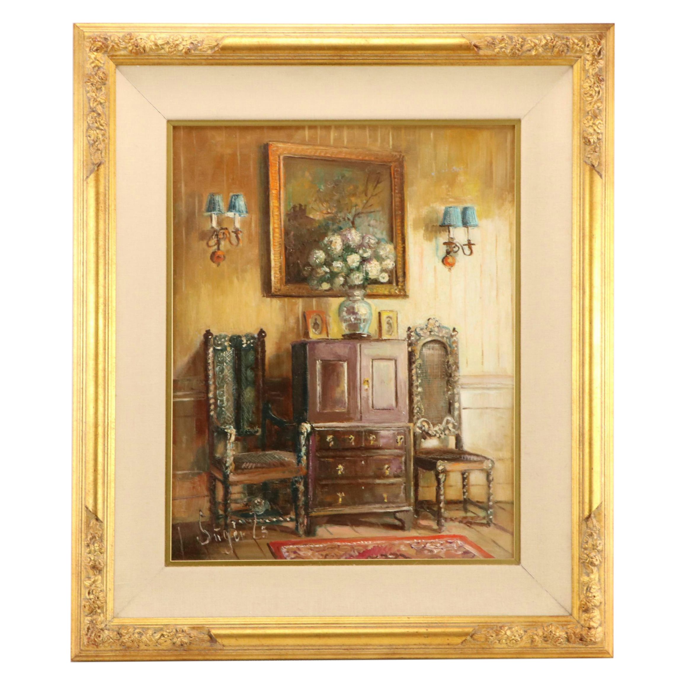 Zsuzsanna Suger Interior Scene Oil Painting